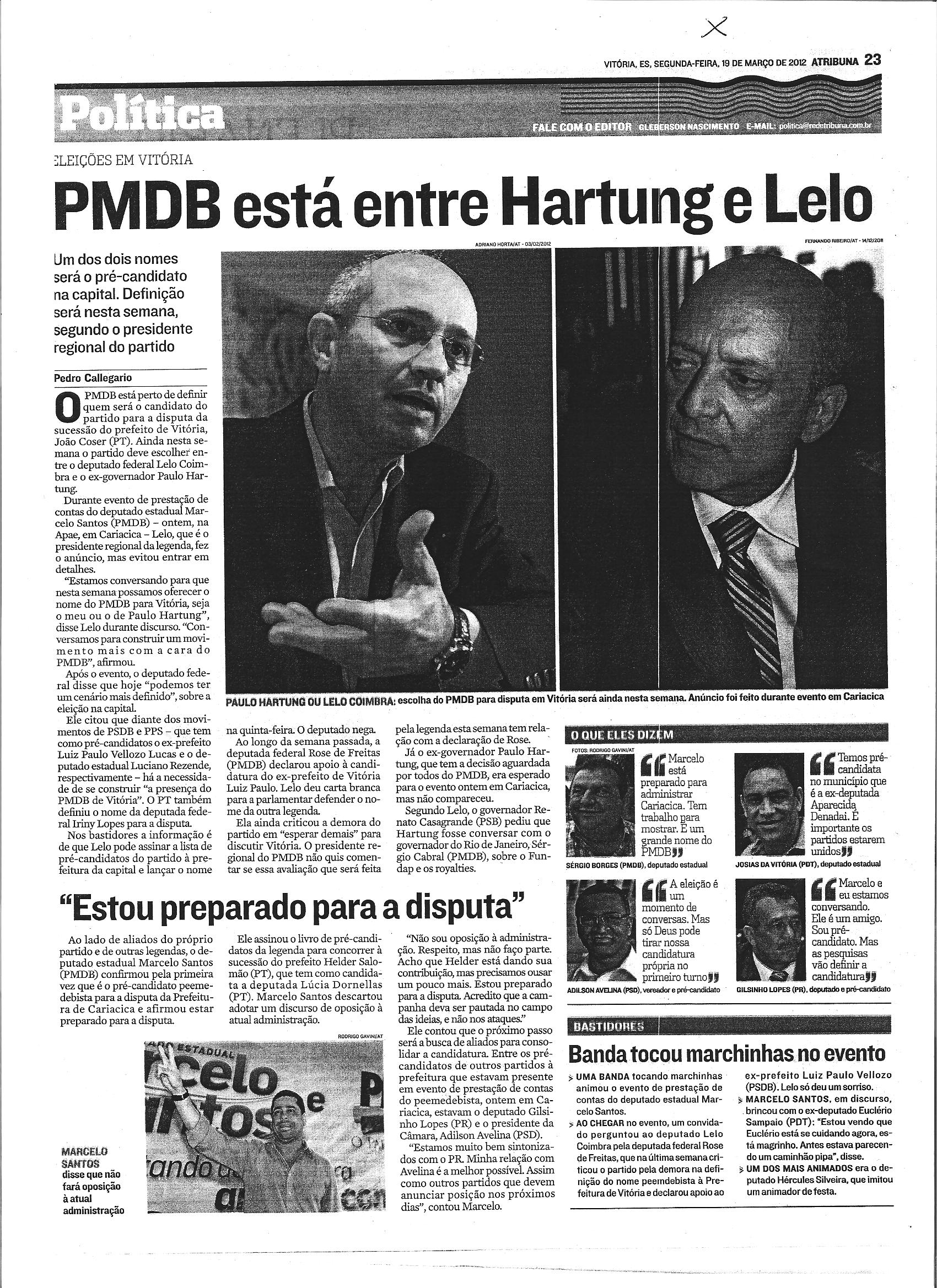 PMDB está entre Hartung e Lelo