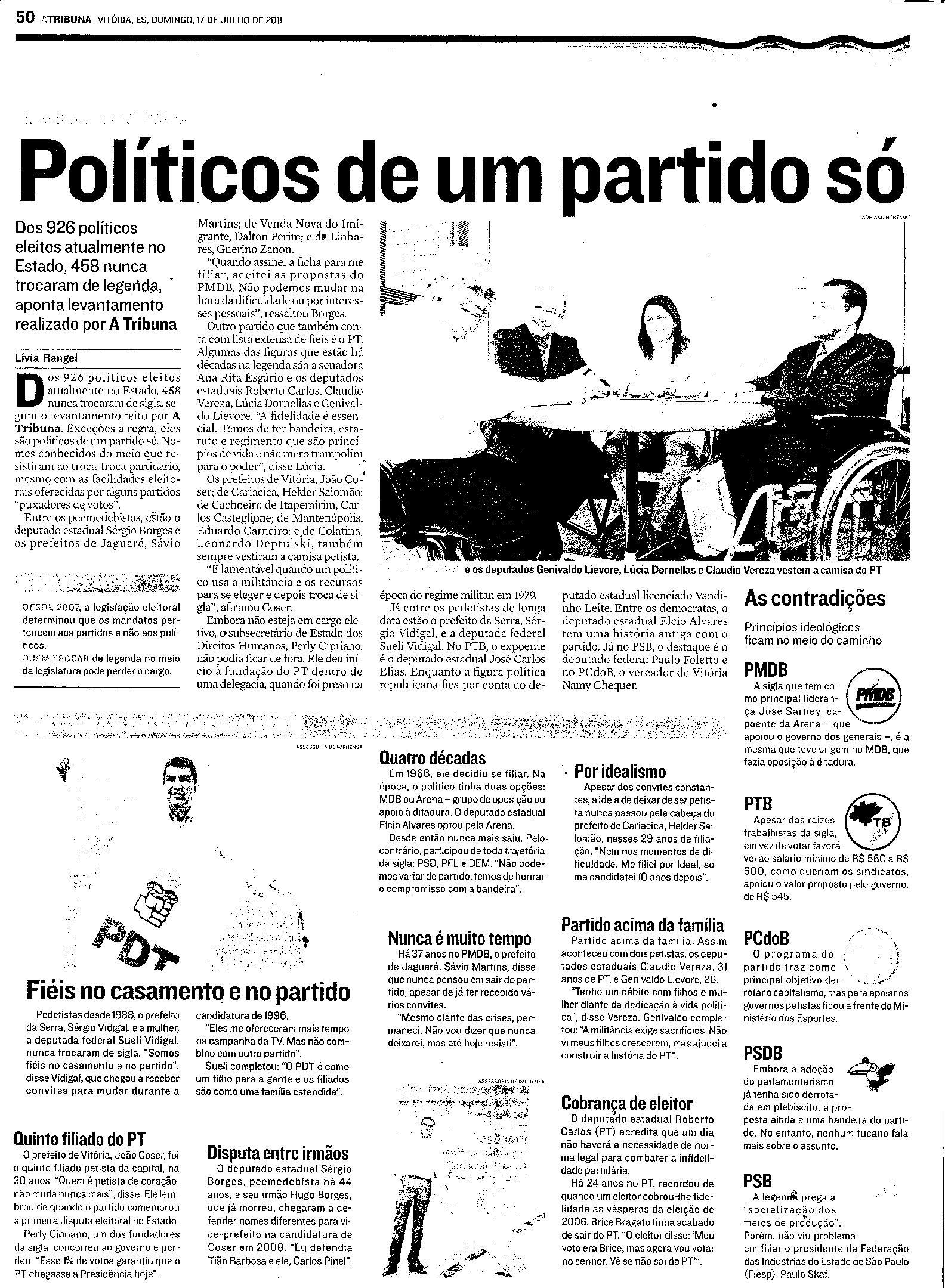 Fidelidade Partidária - Políticos de um partido só