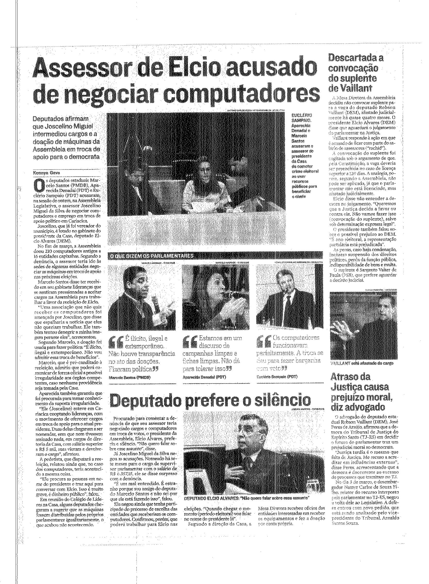 Política - Assessor de Elcio acusado de negociar computadores