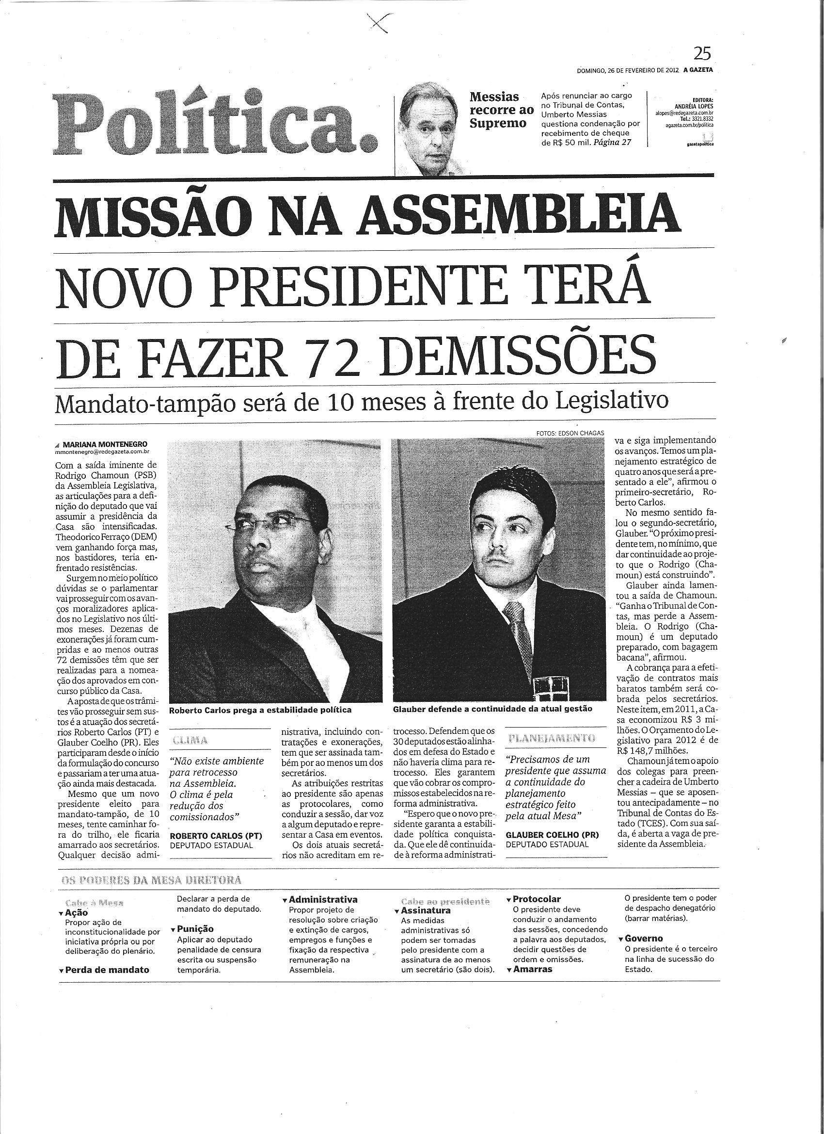 Missão na Assembleia: Novo Presidente terá de fazer 72 demissões