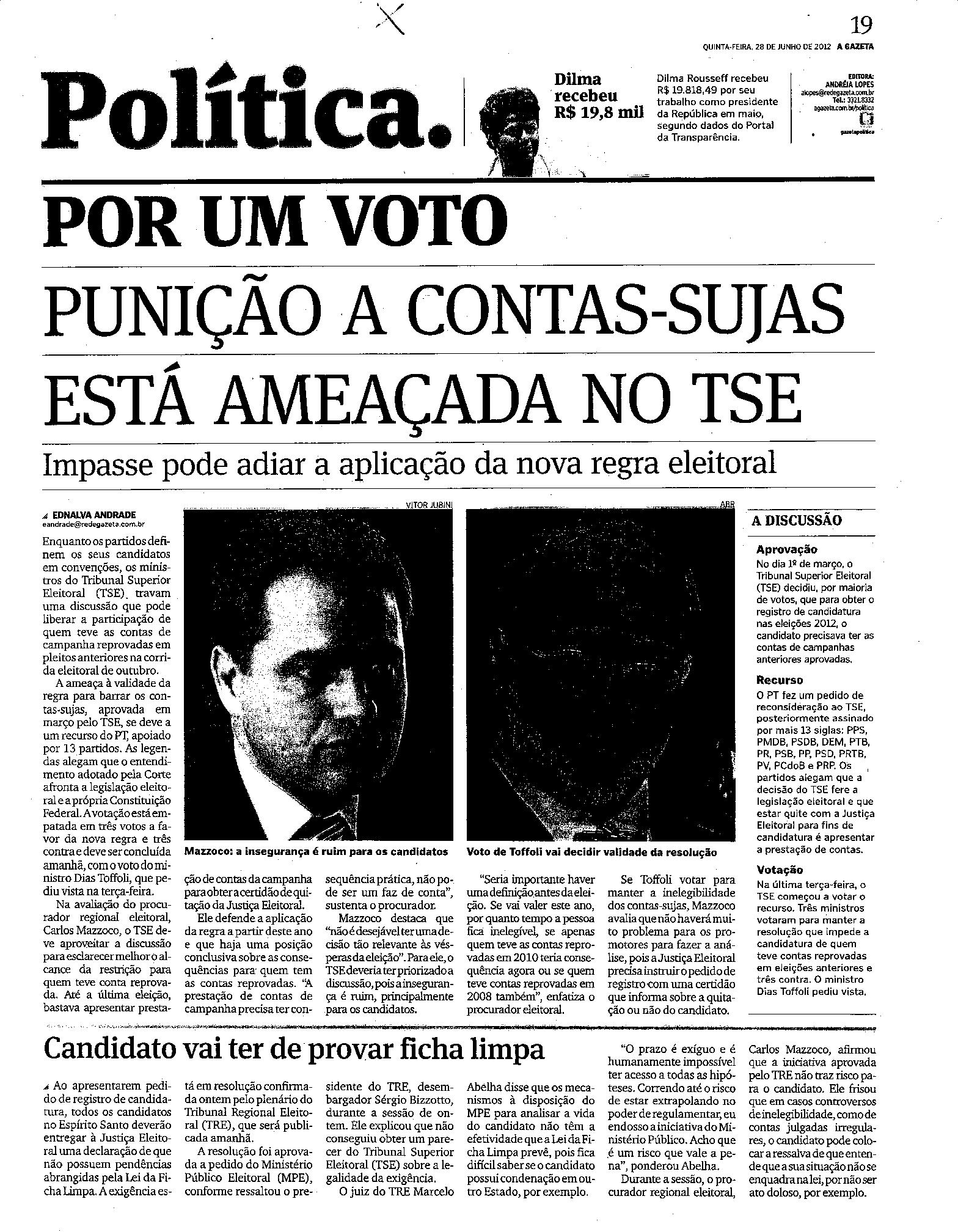 Punição a cotas-sujas esta ameaçada no TSE