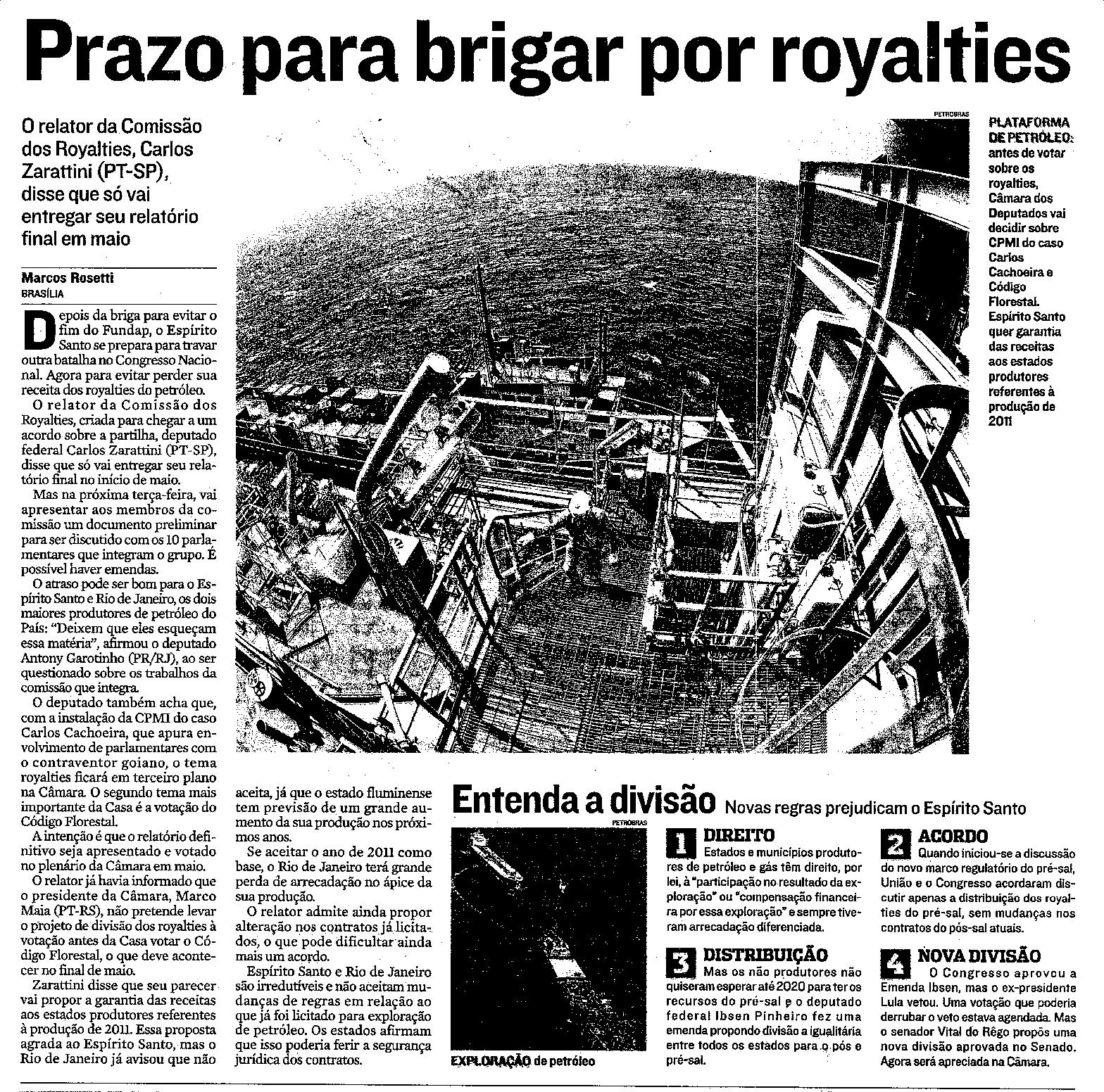 Prazo para brigar por royalties