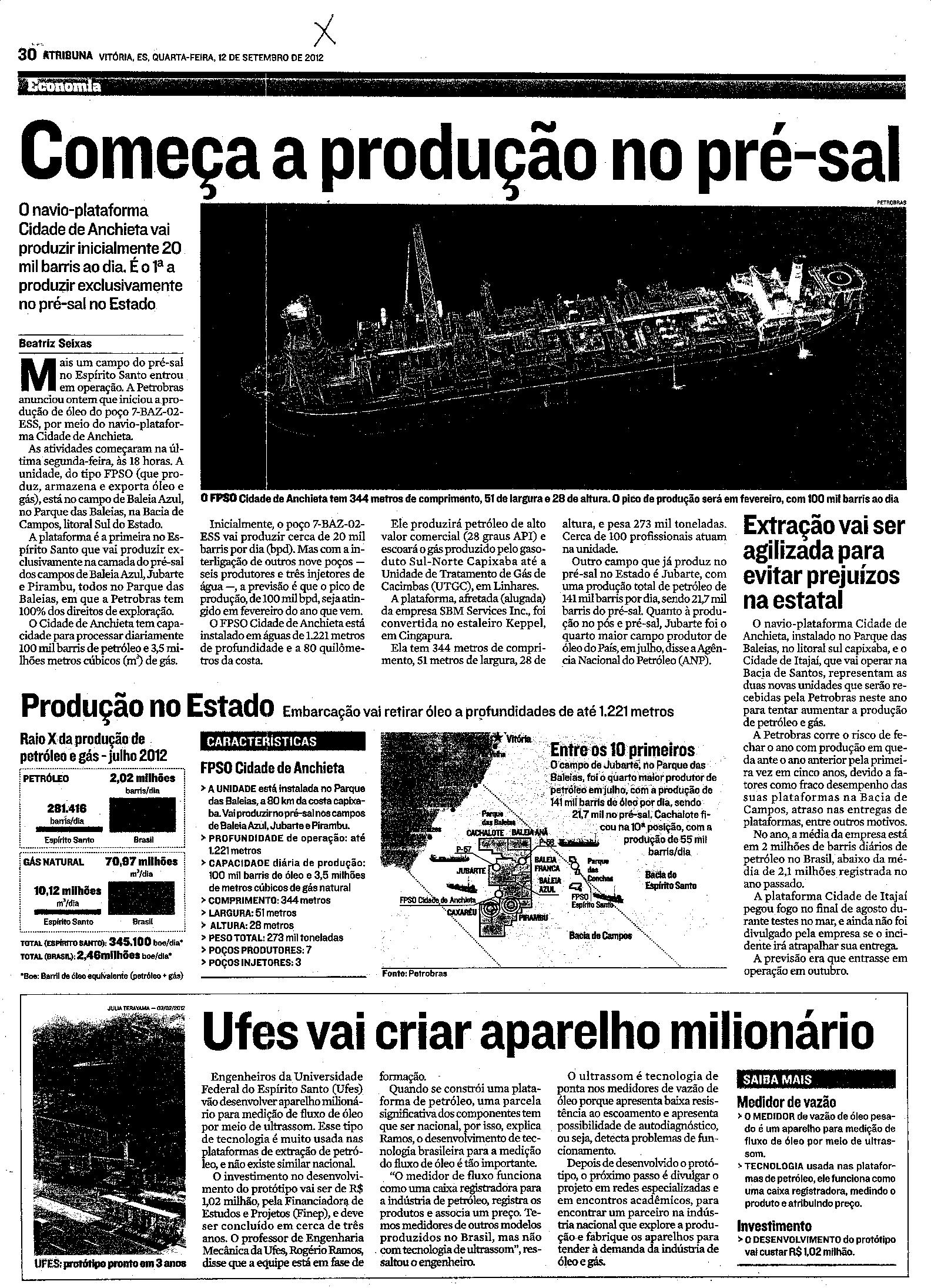 Começa a produção no pré-sal