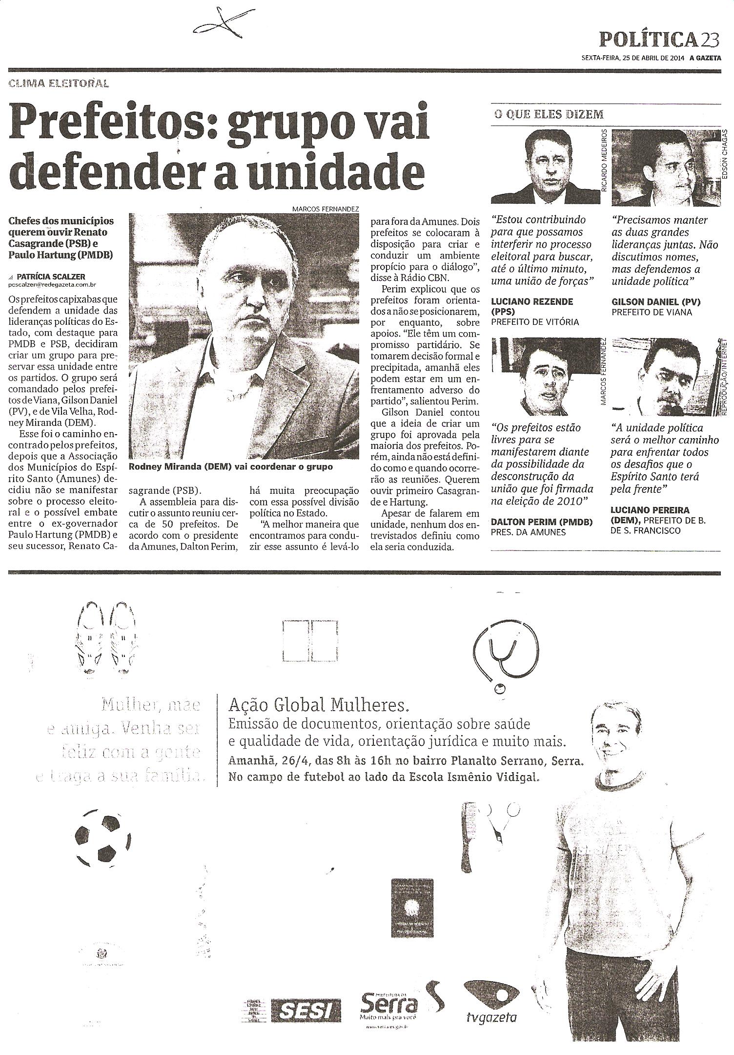 Prefeitos: Grupo vai defender a unidade