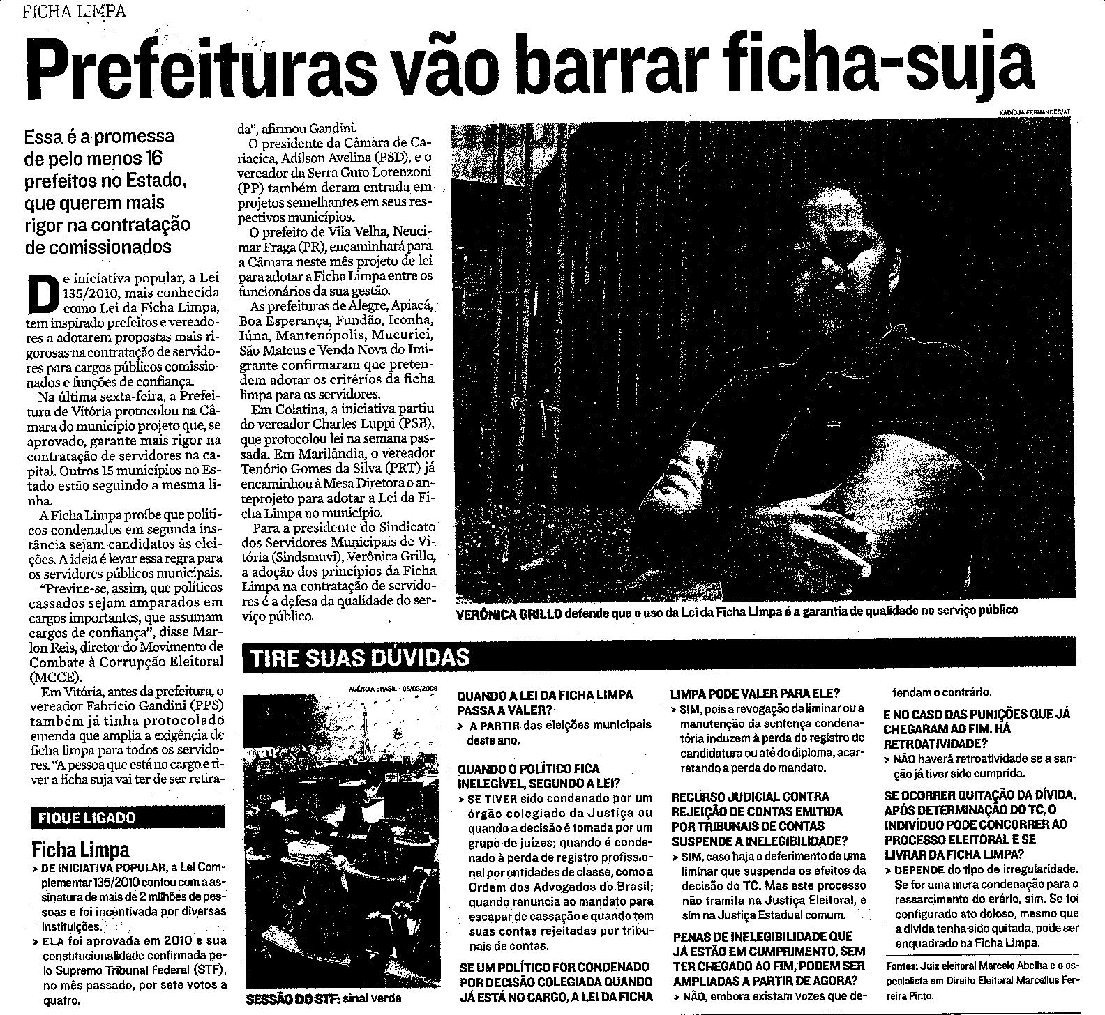 Prefeituras vão barrar ficha-suja