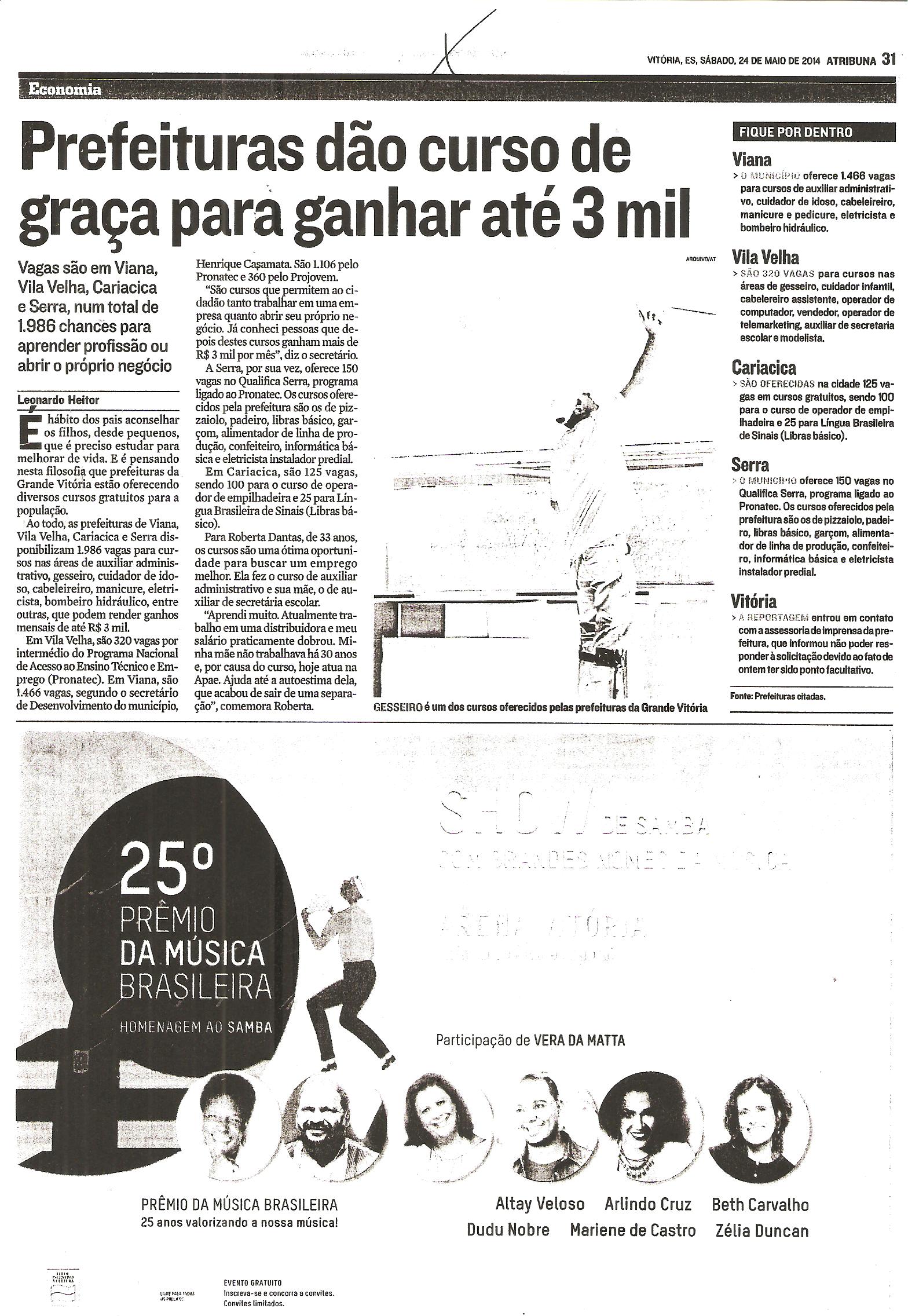 Prefeituras dão curso de graça para ganhar até 3 mil