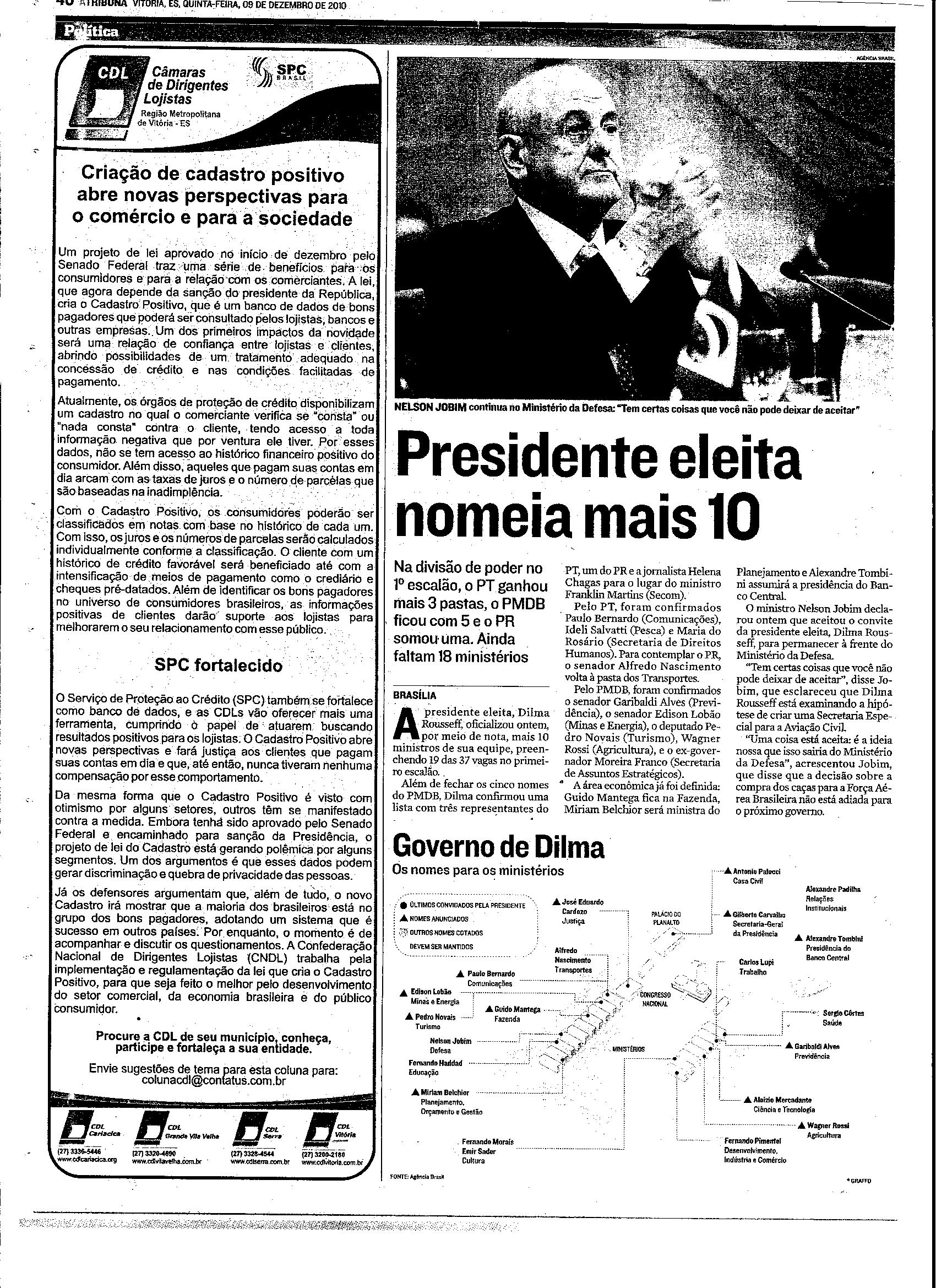 Presidente eleita nomeia mais 10