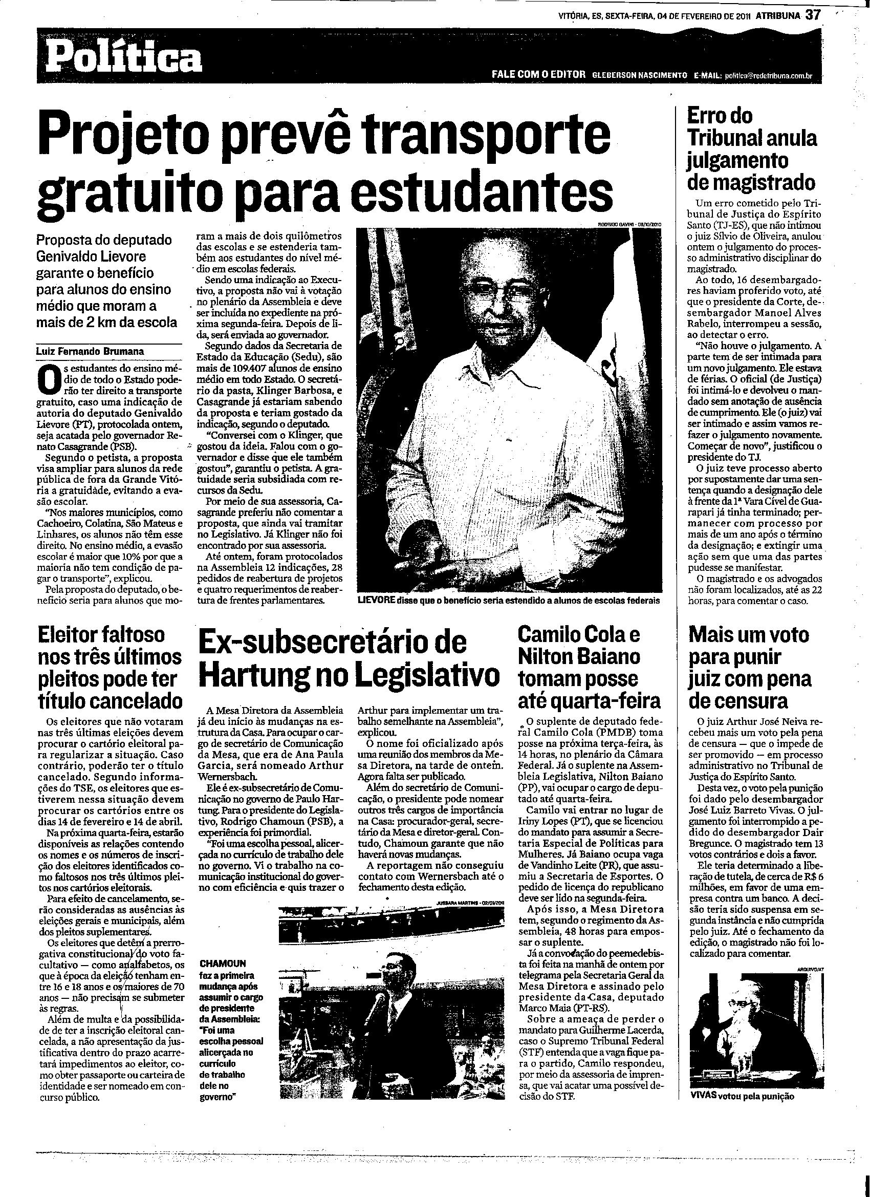 Projeto prevê transporte gratuito para estudantes
