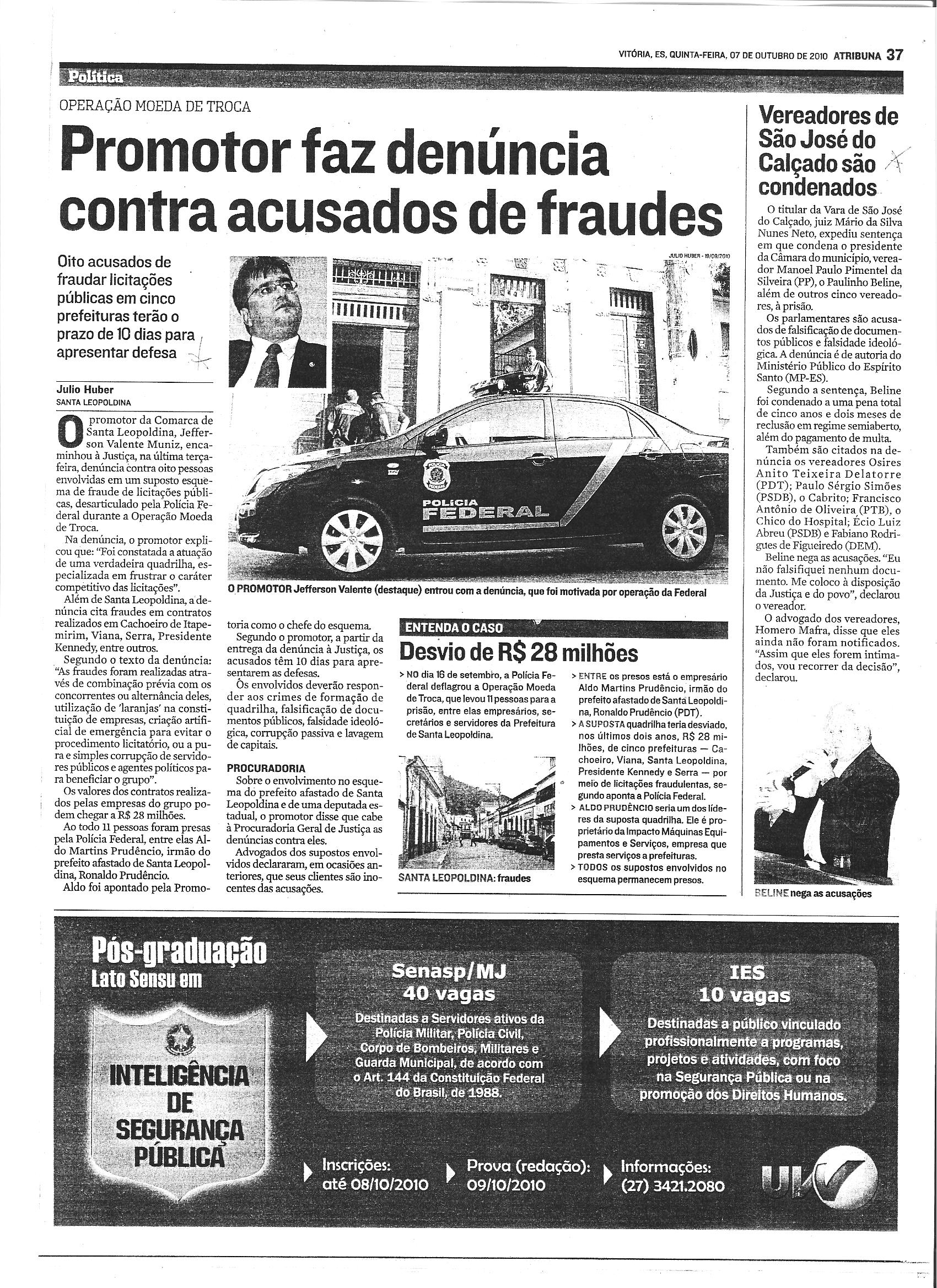 Promotor faz denúncia contra acusados de fraudes