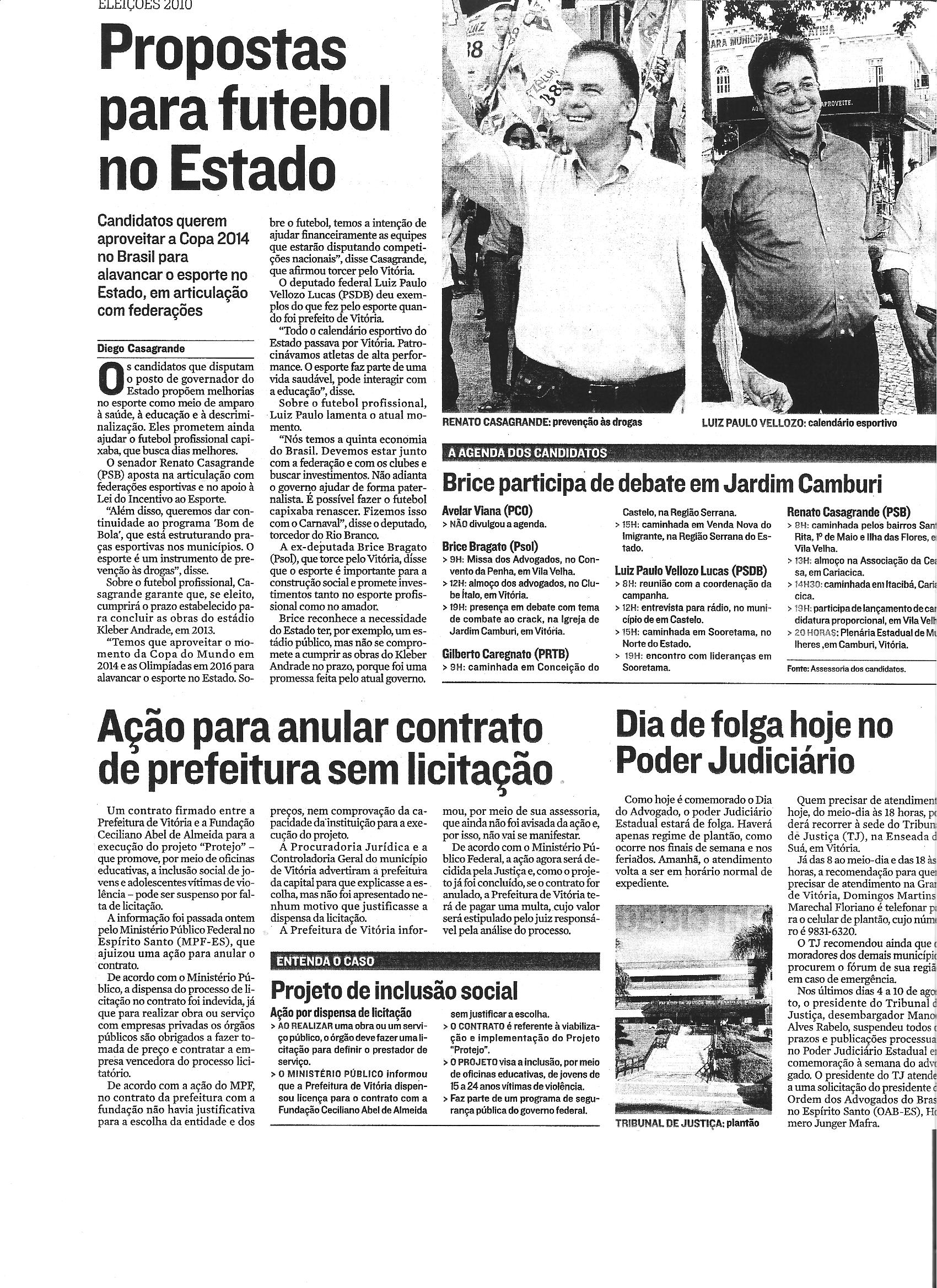Propostas para futebol no Estado