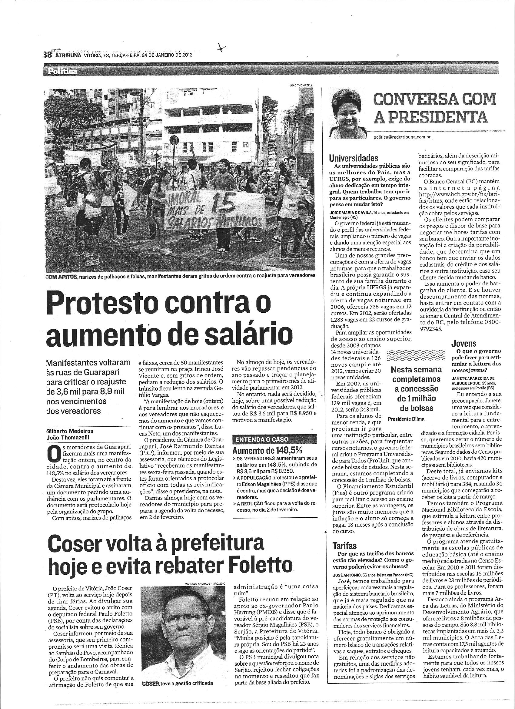 Coser volta à prefeitura hoje e evita rebater Foletto