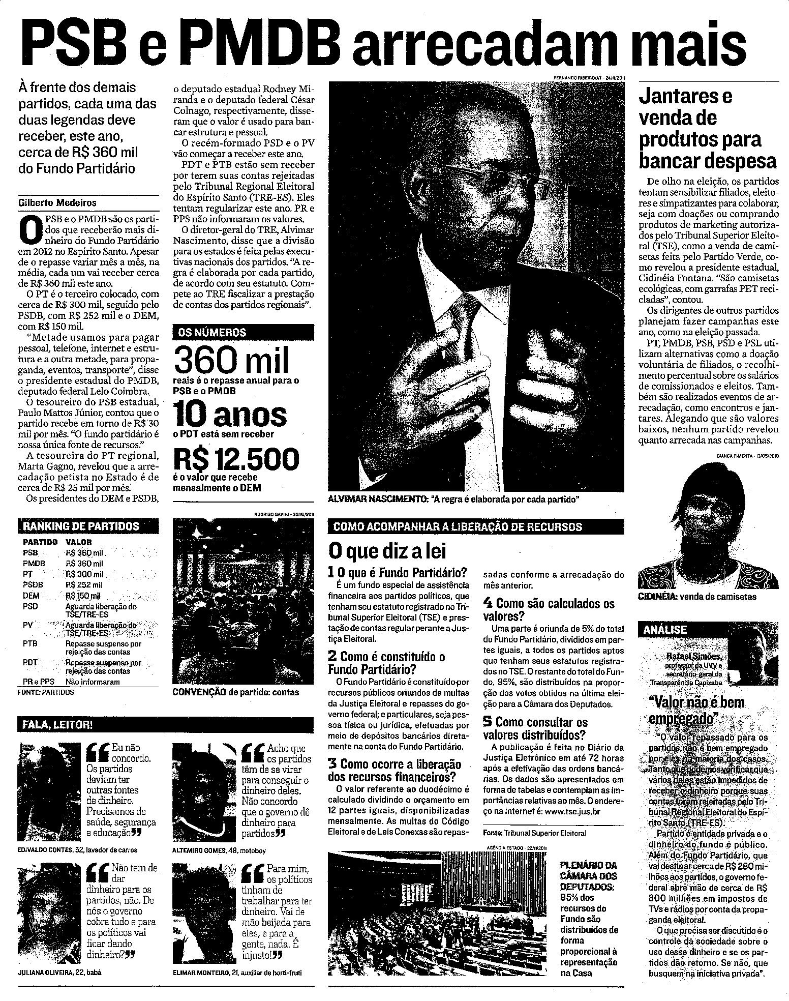 PSB e PMDB arrecadam mais