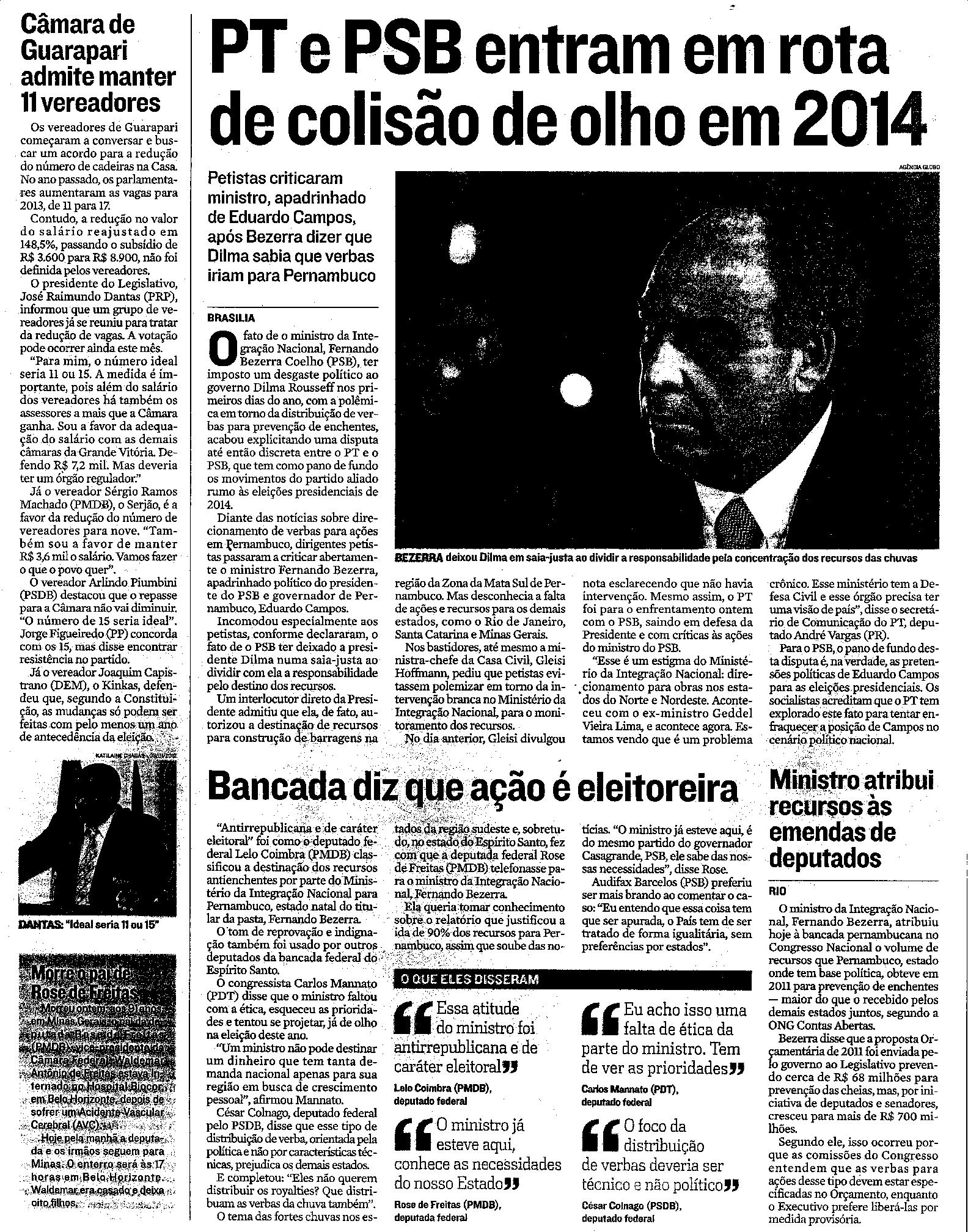 PT e PSB entram em rota de colisão de olho em 2014