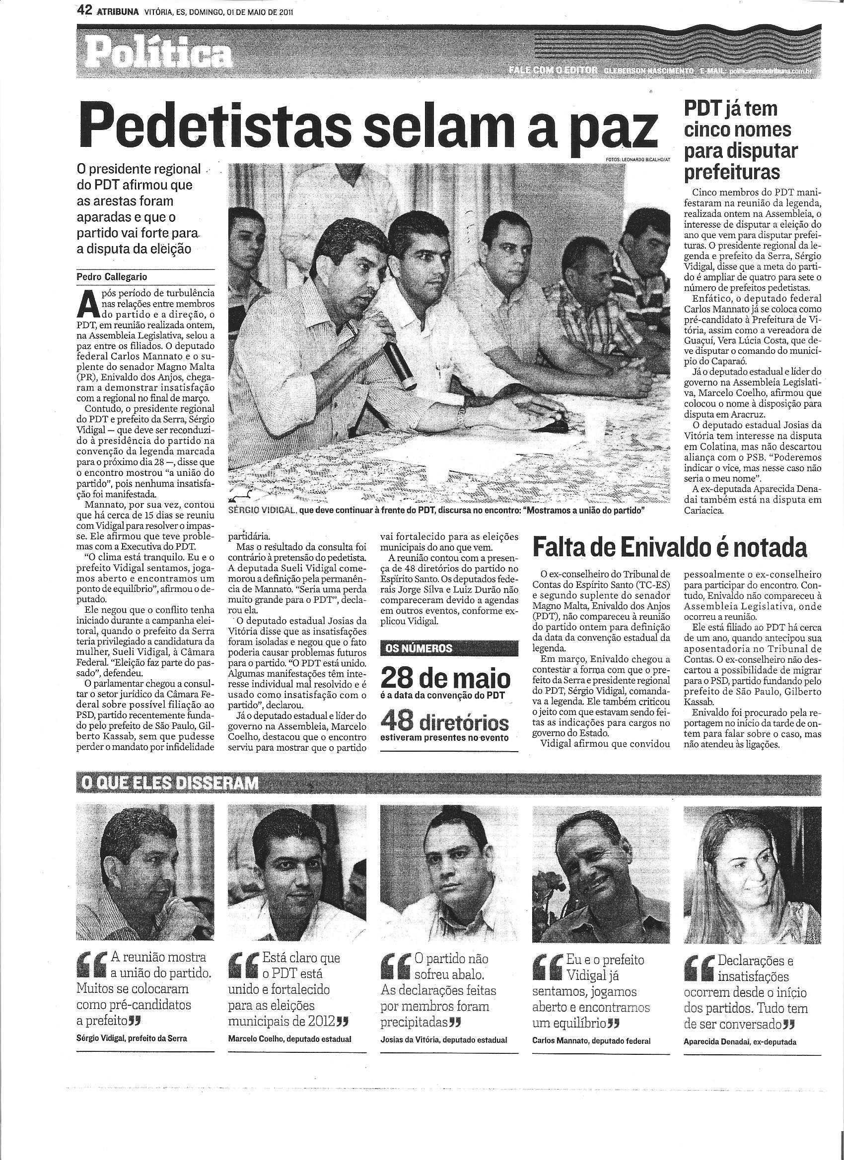 Pedetistas selam a paz