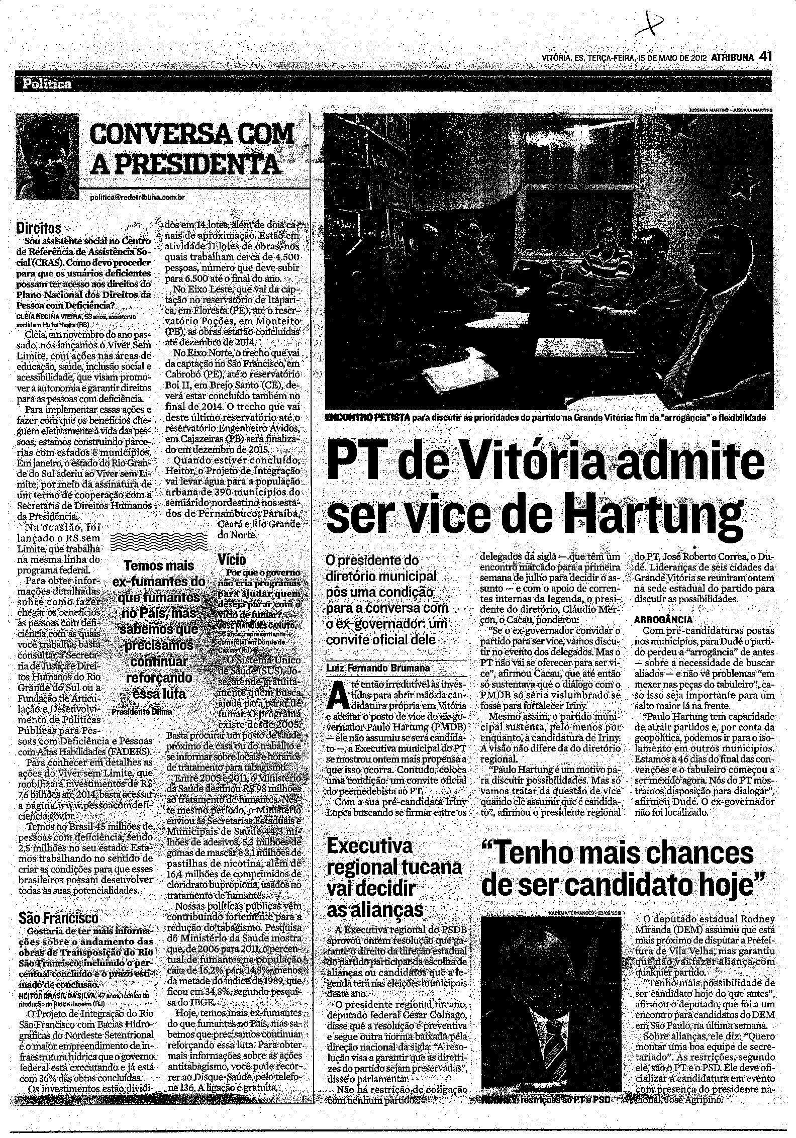 PT admite ser vice de Hartung