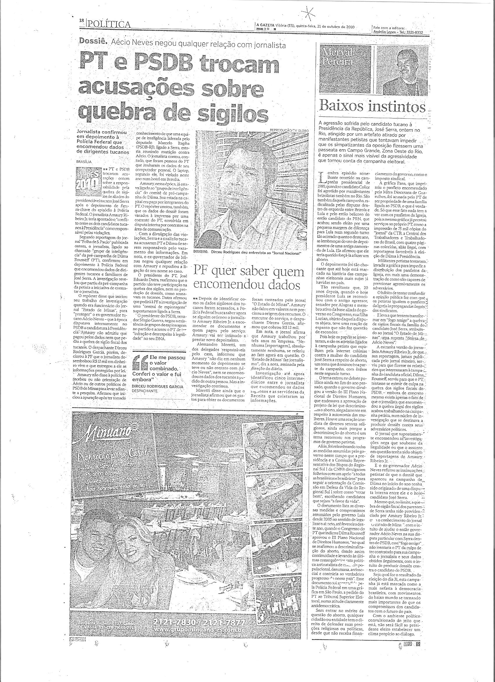 PT  e  PSDB trocam acusações sobre quebra de sigilos