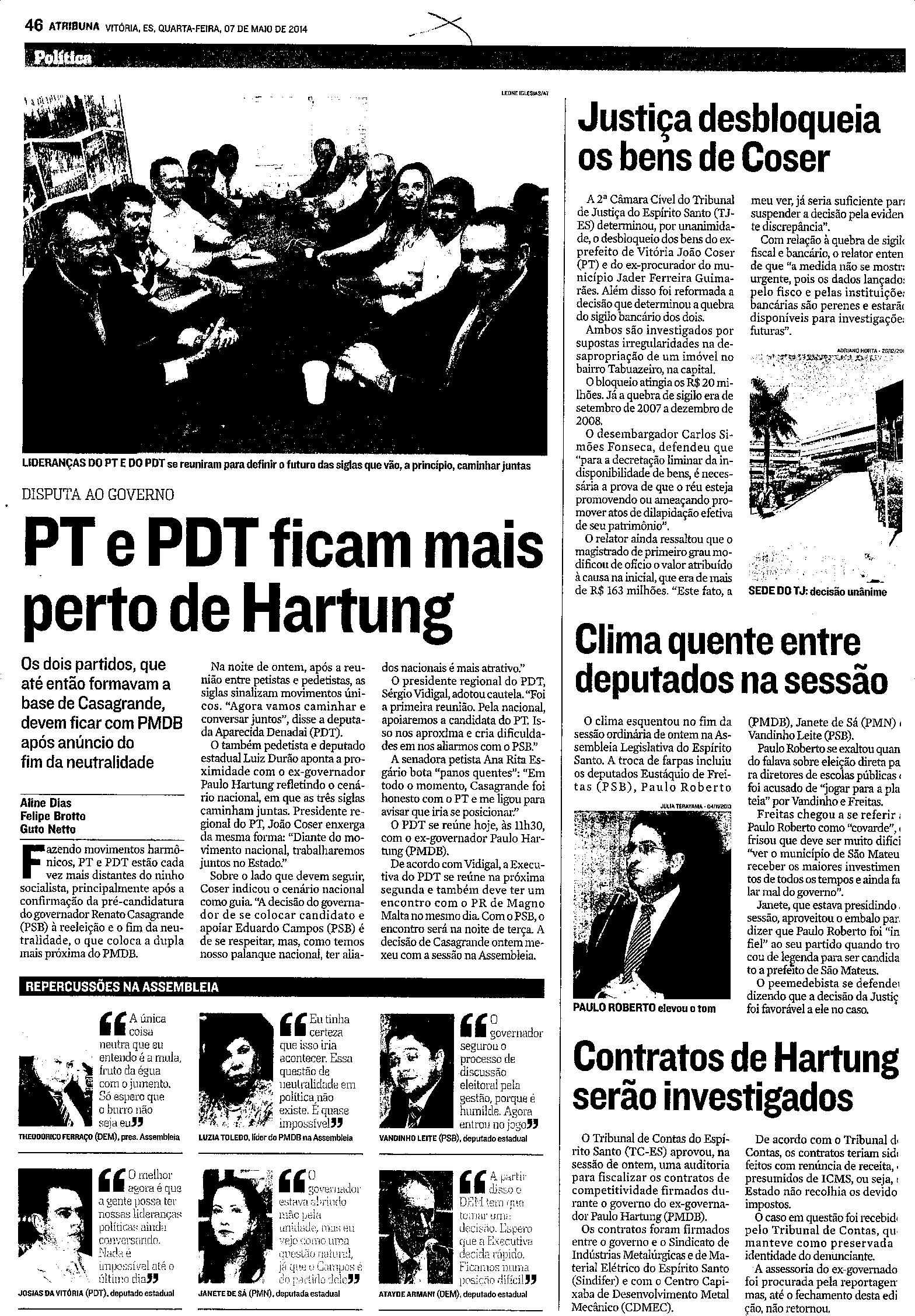 PT e PDT ficam mais perto de hartung
