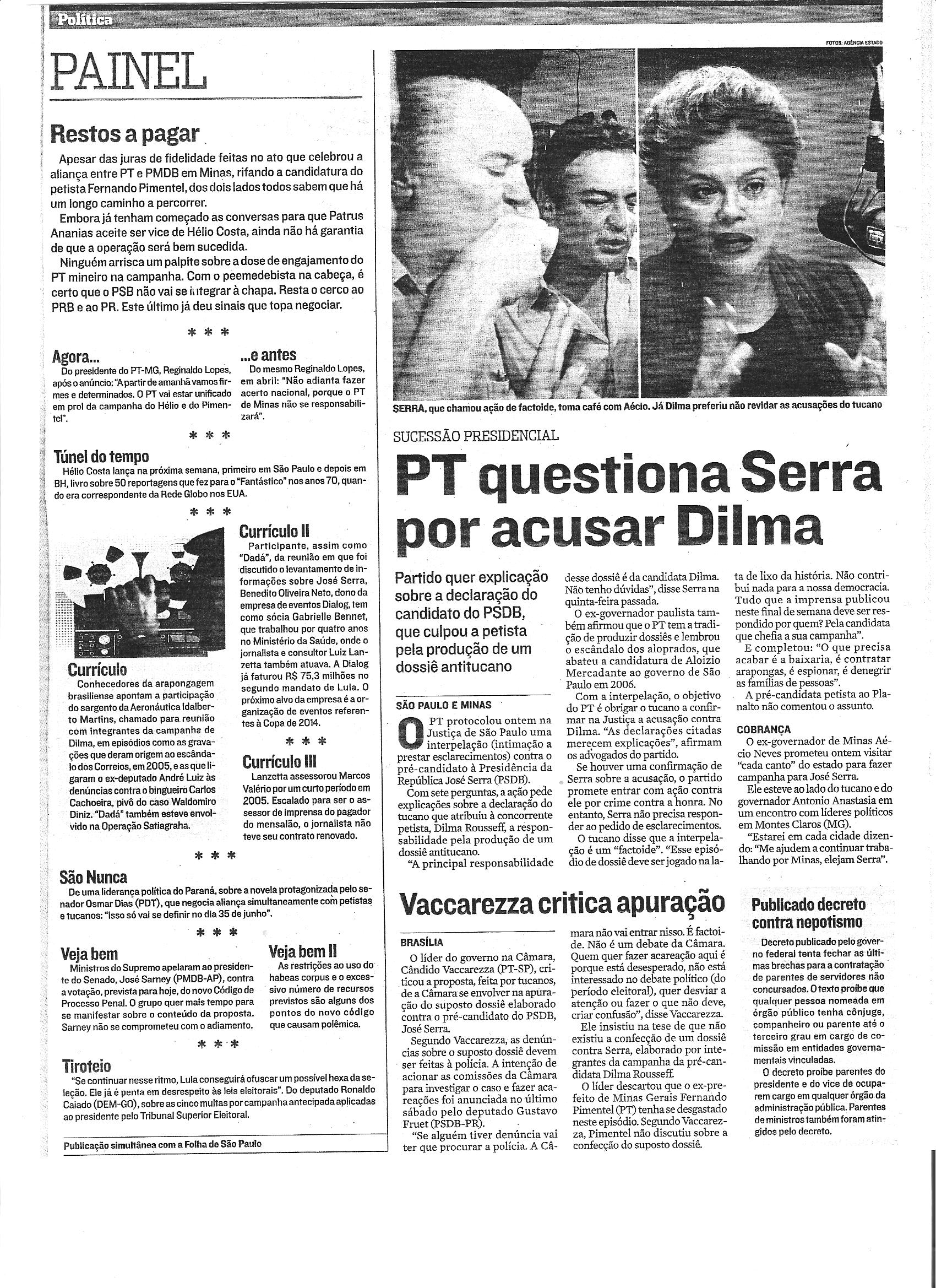 PT quer explicação sobre declaração de Serra
