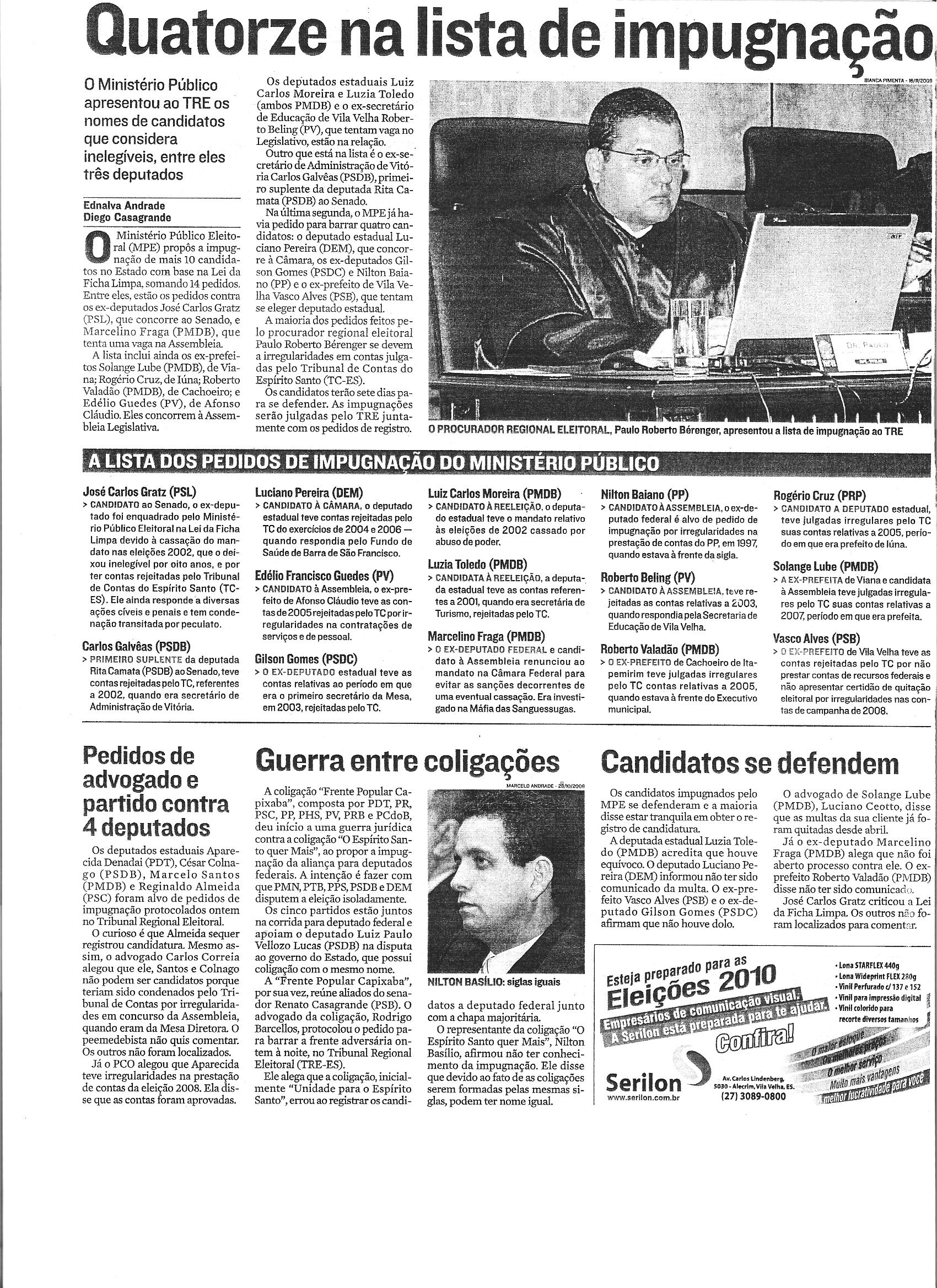 Quatorze na lista de impugnação