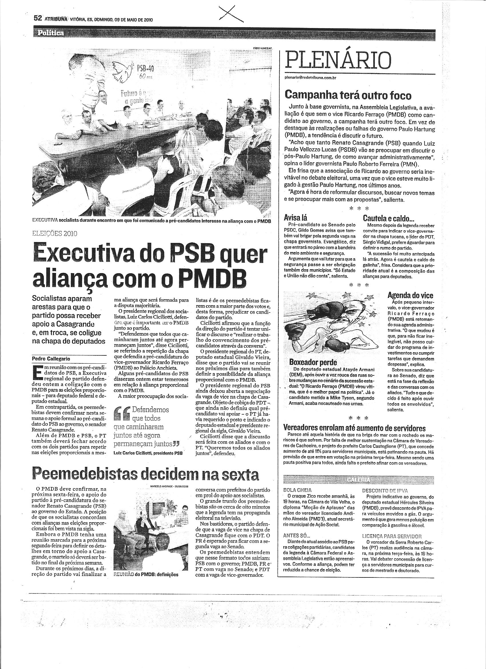 Executiva do PSB quer aliança com o PMDB