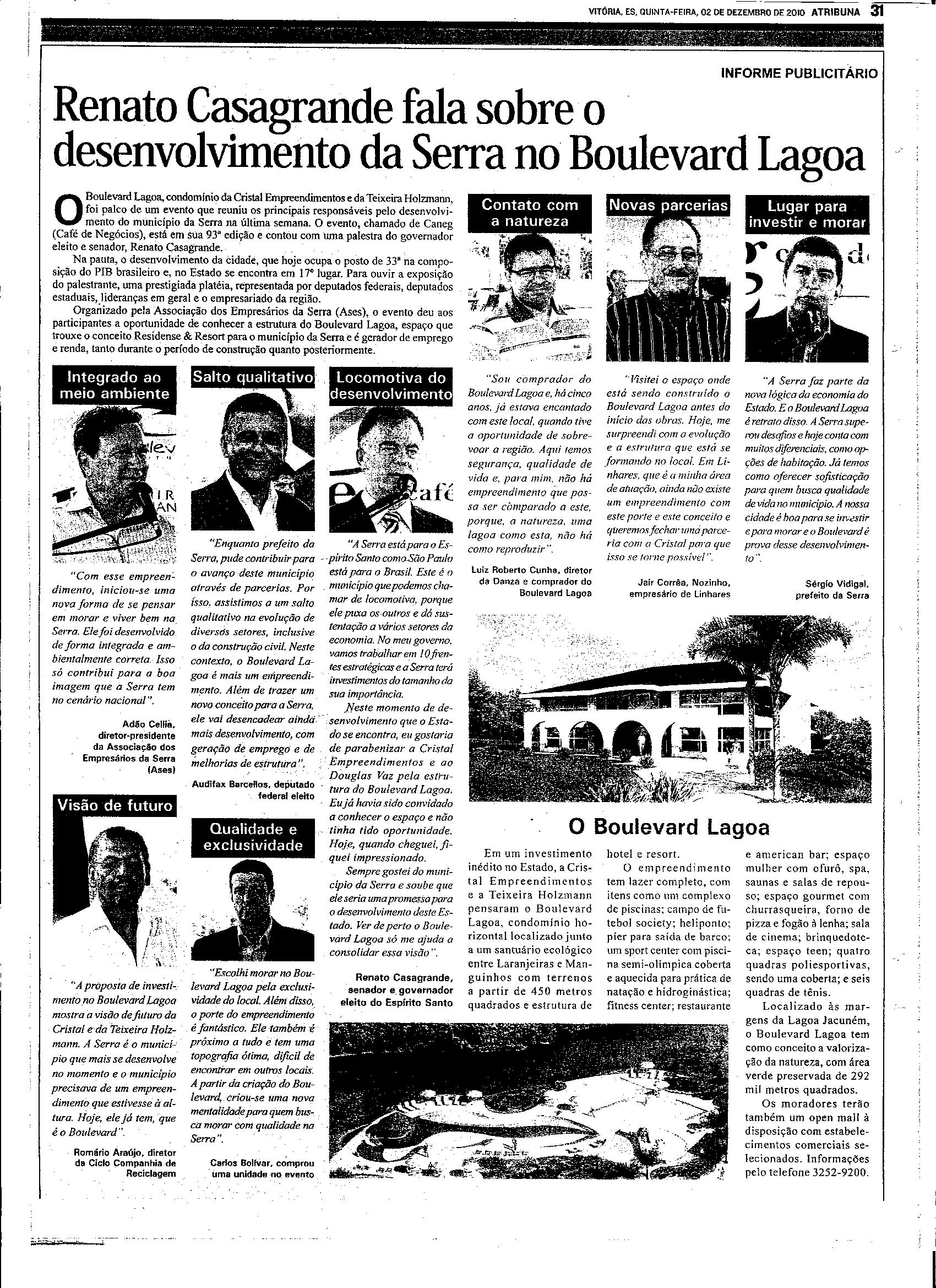 Casagrande fala sobre o desenvolvimento da Serra