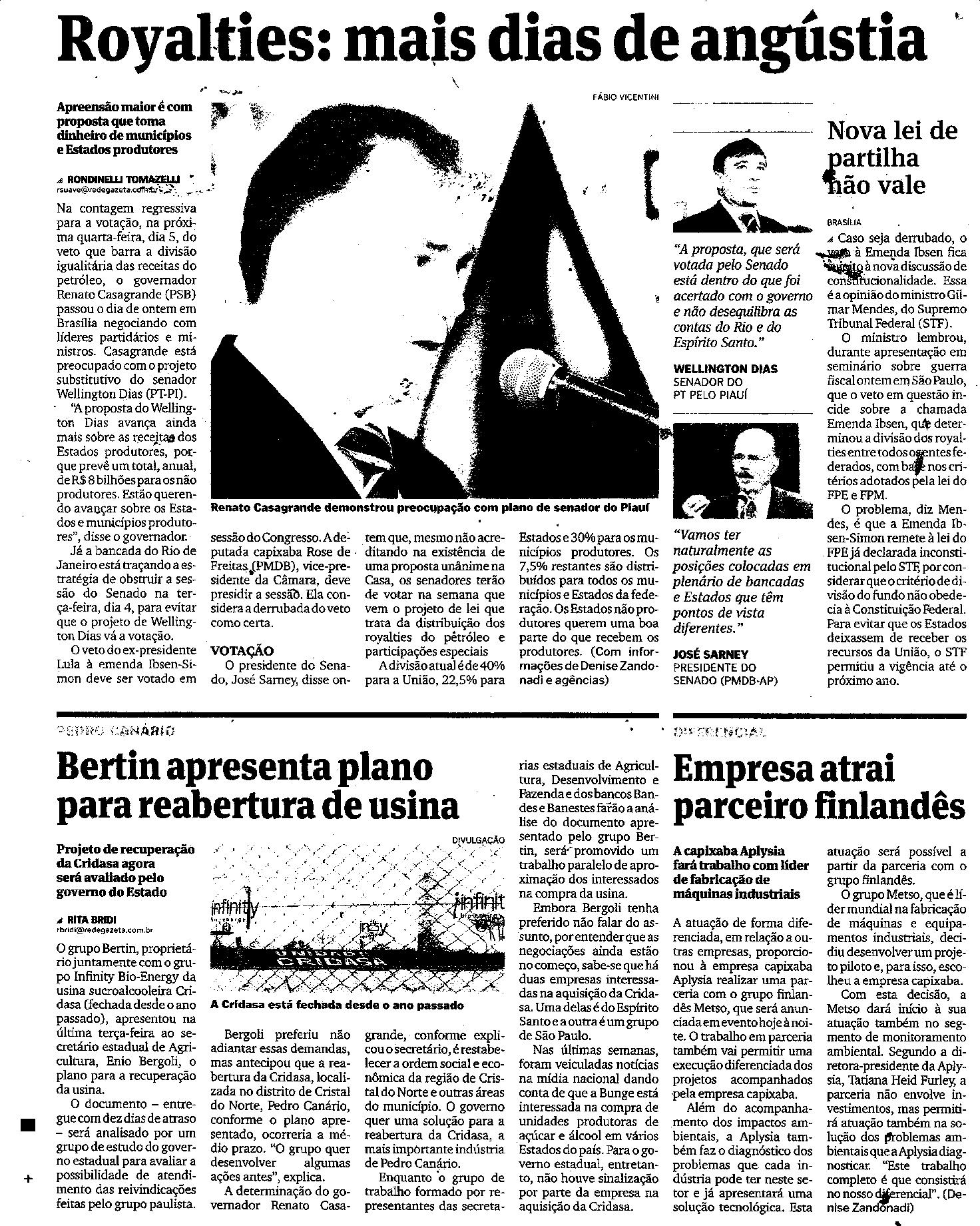 Royalties - mais dias de angústia