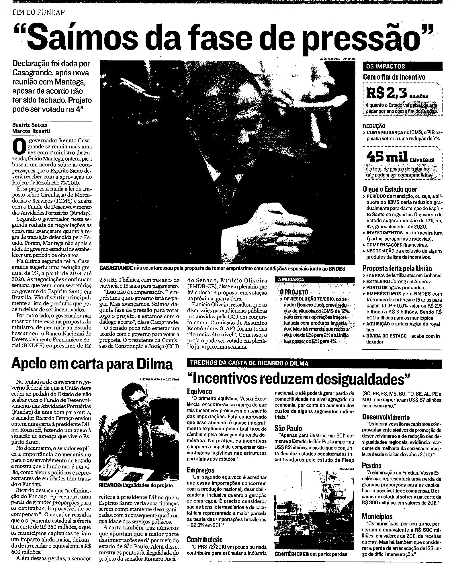Fim do Fundap - ´ Saimos da fase de pressão´