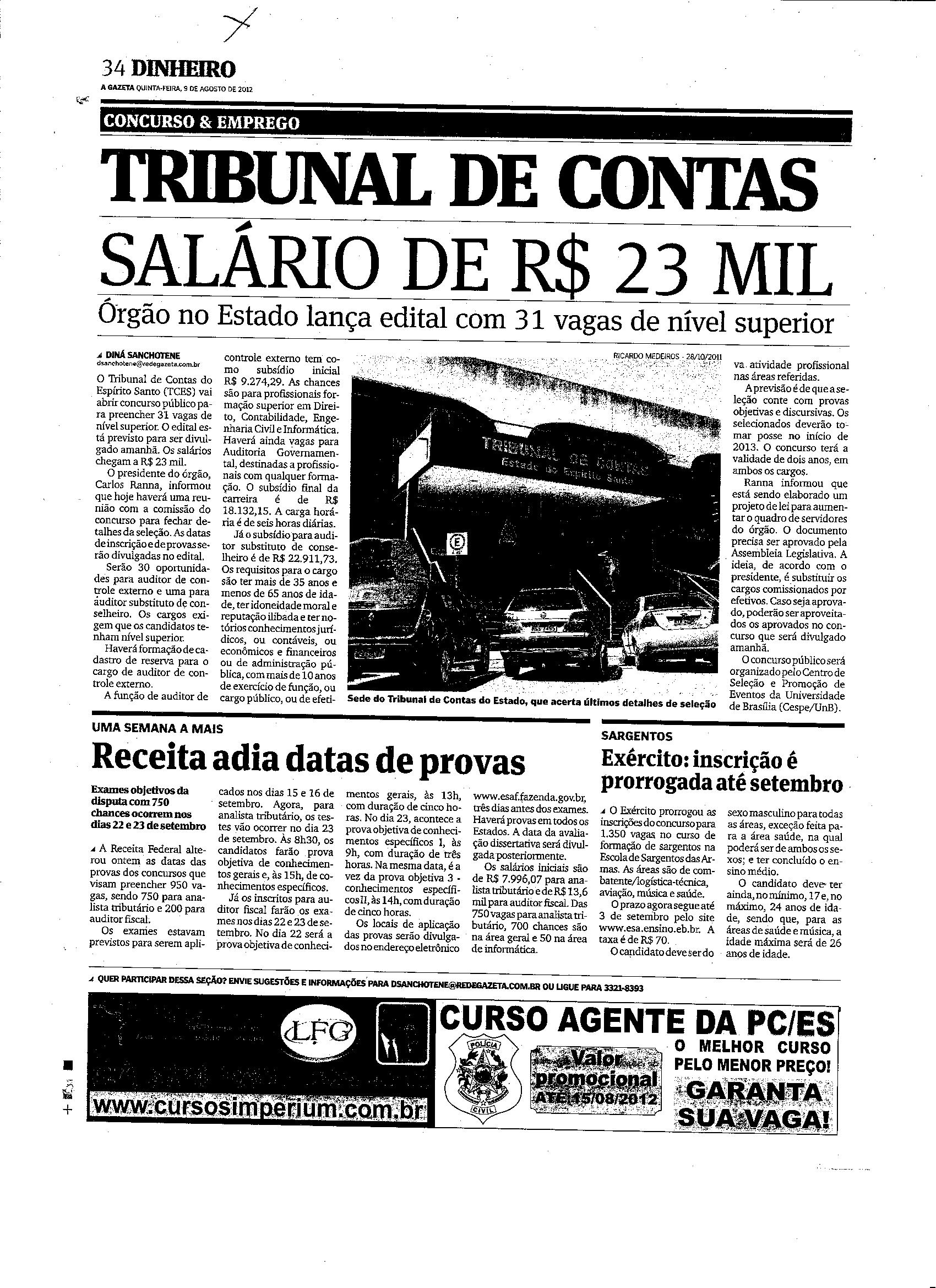 Tribunal de Contas salário de R$ 23 mil