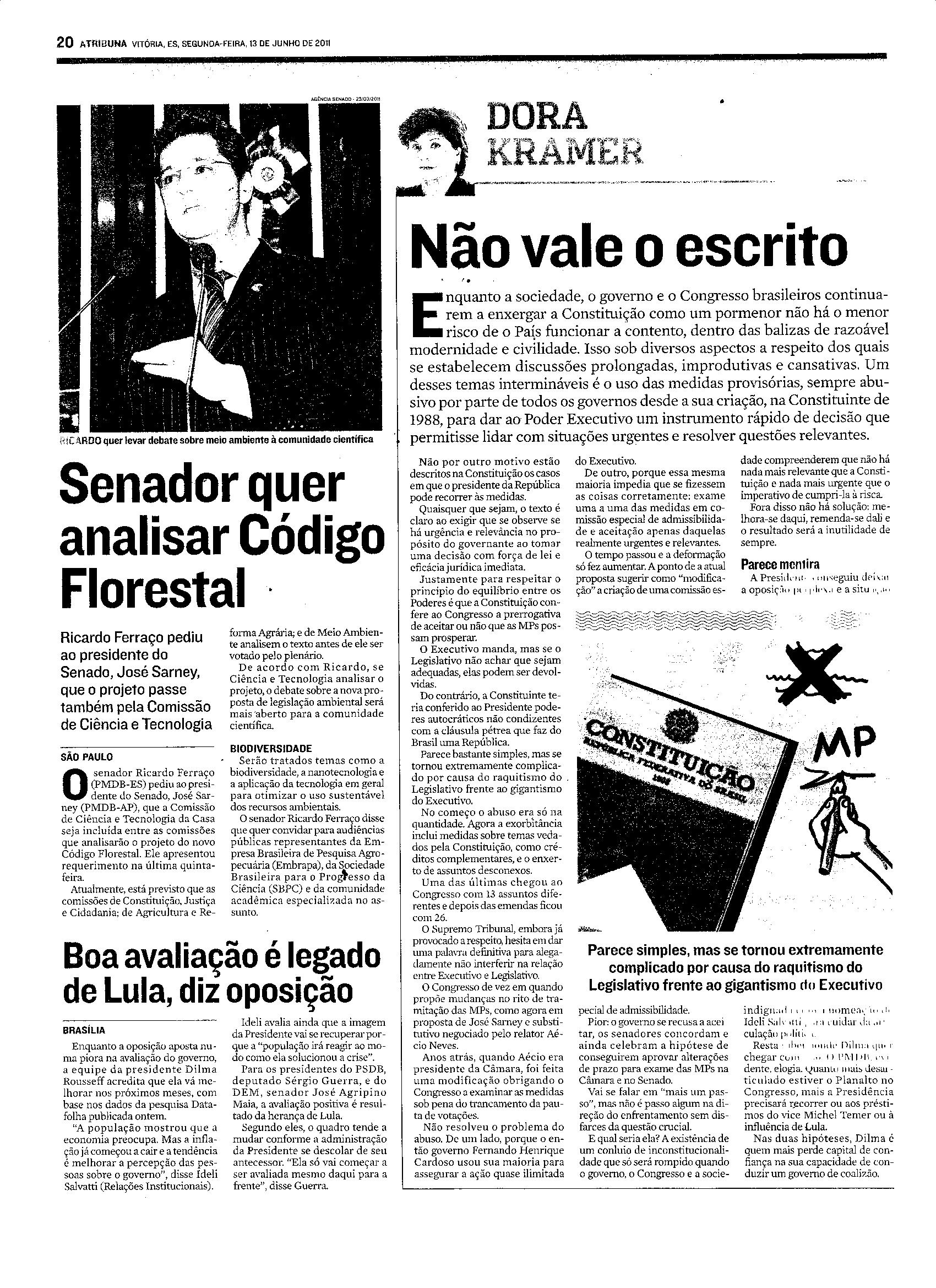 Senador quer analisar Código Florestal