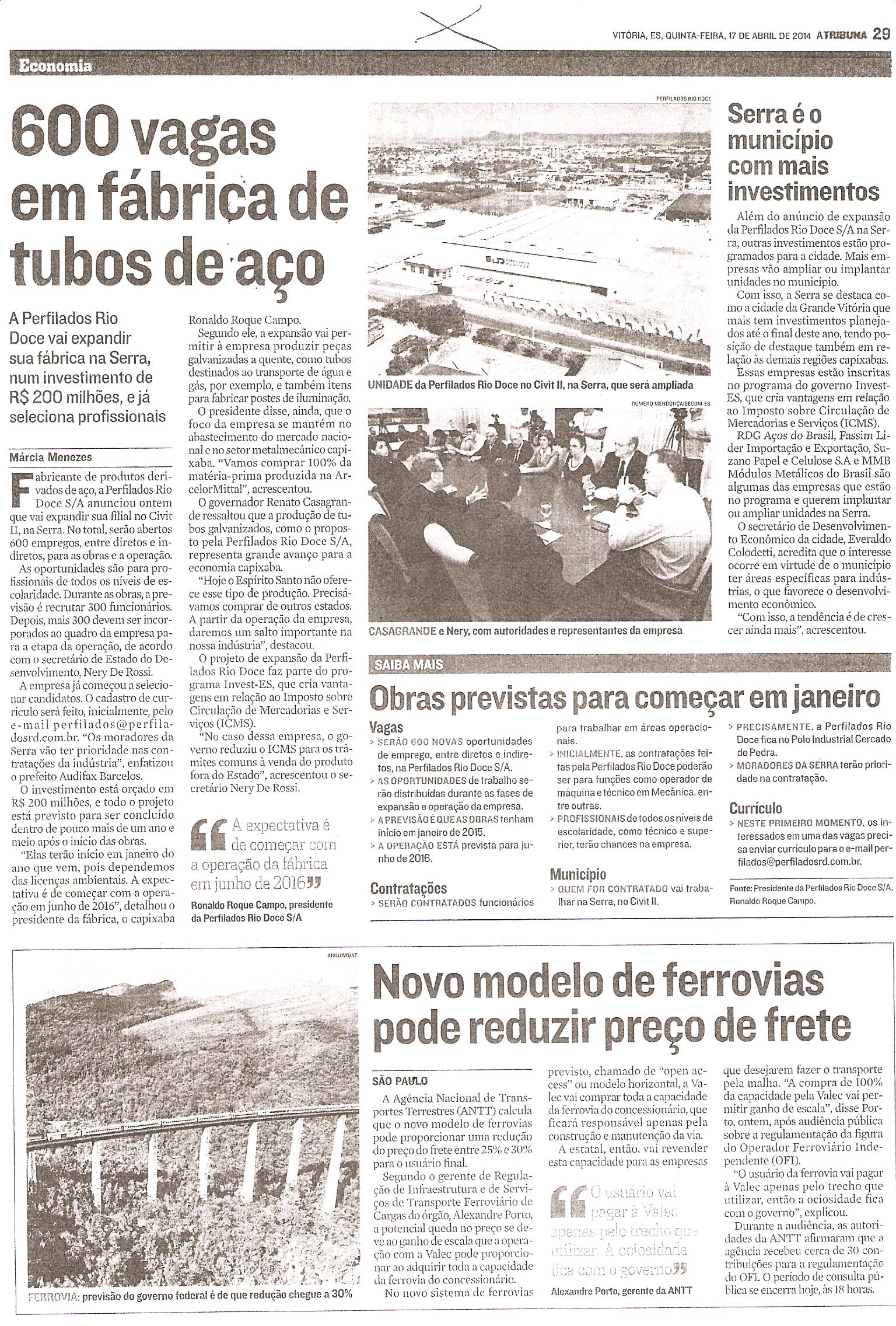 Serra é o município com mais investimentos