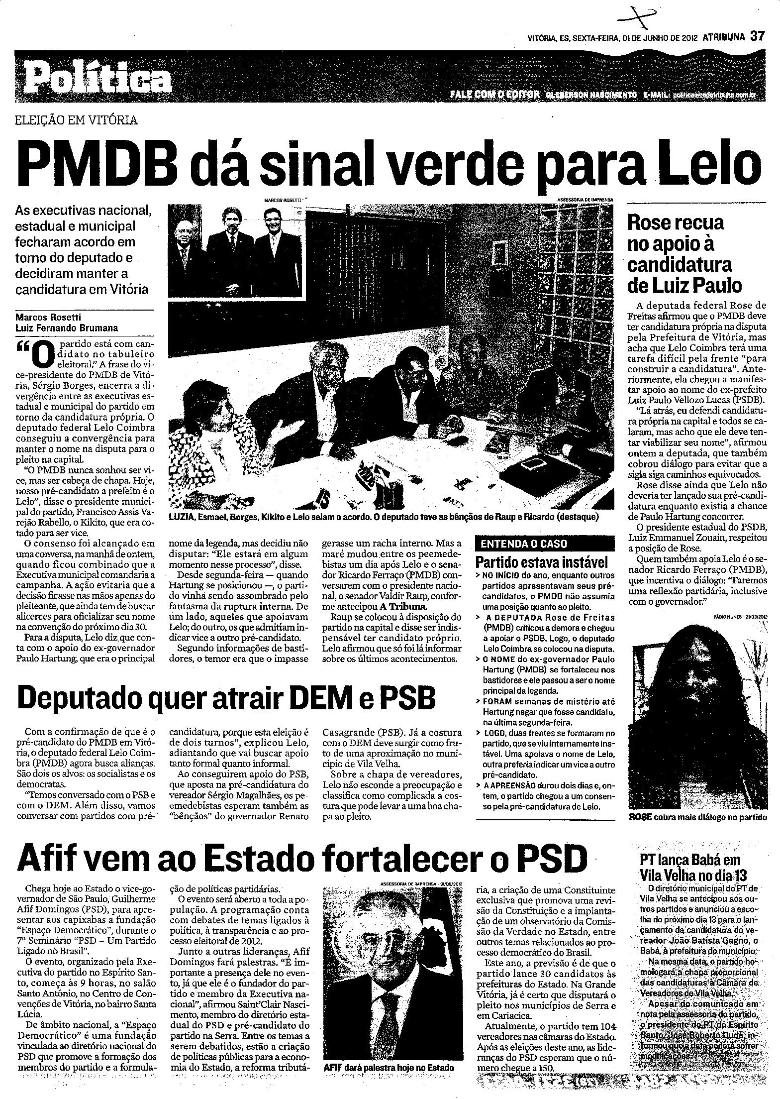 PMDB dá sinal verde para Lelo