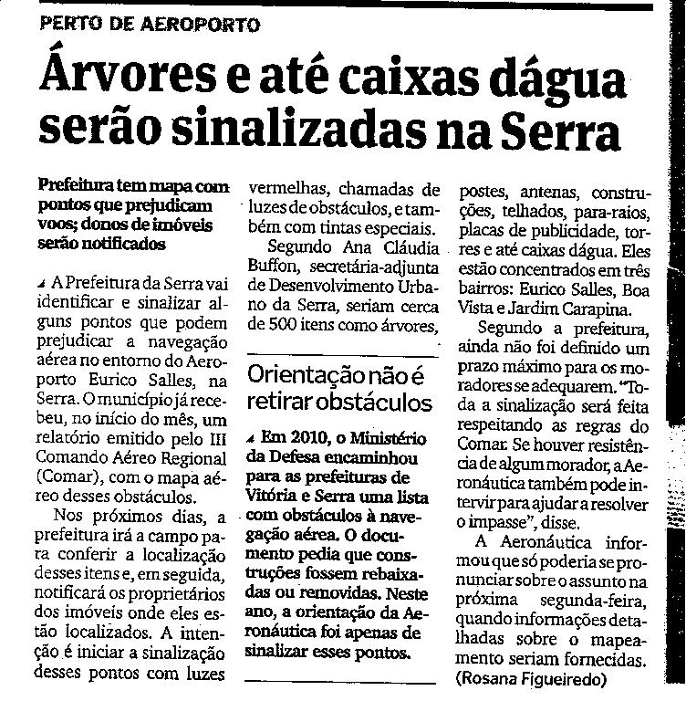 Sinalização de Árvores e Caixas D´água na Serra