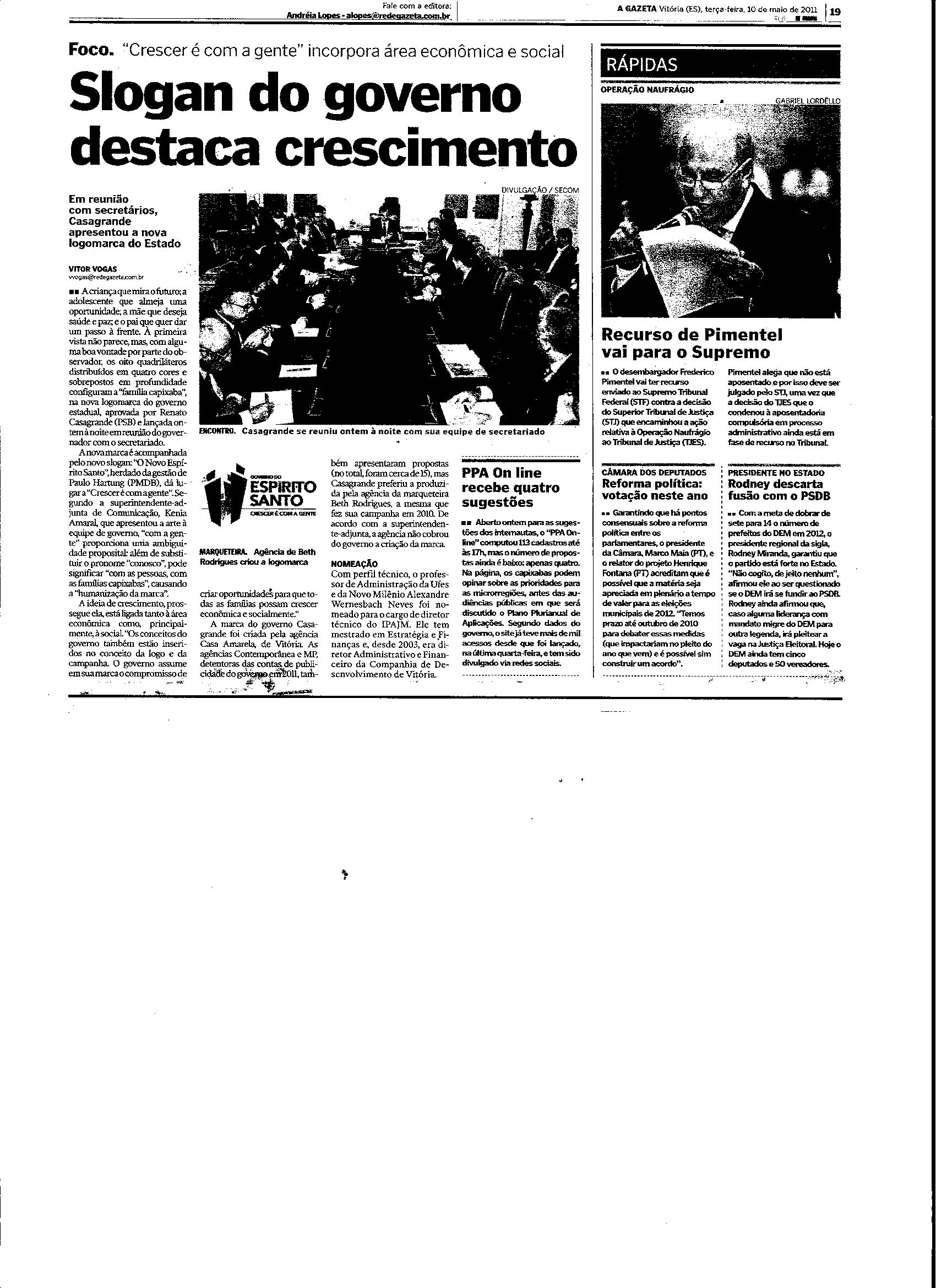 Slogan do governo destaca crescimento