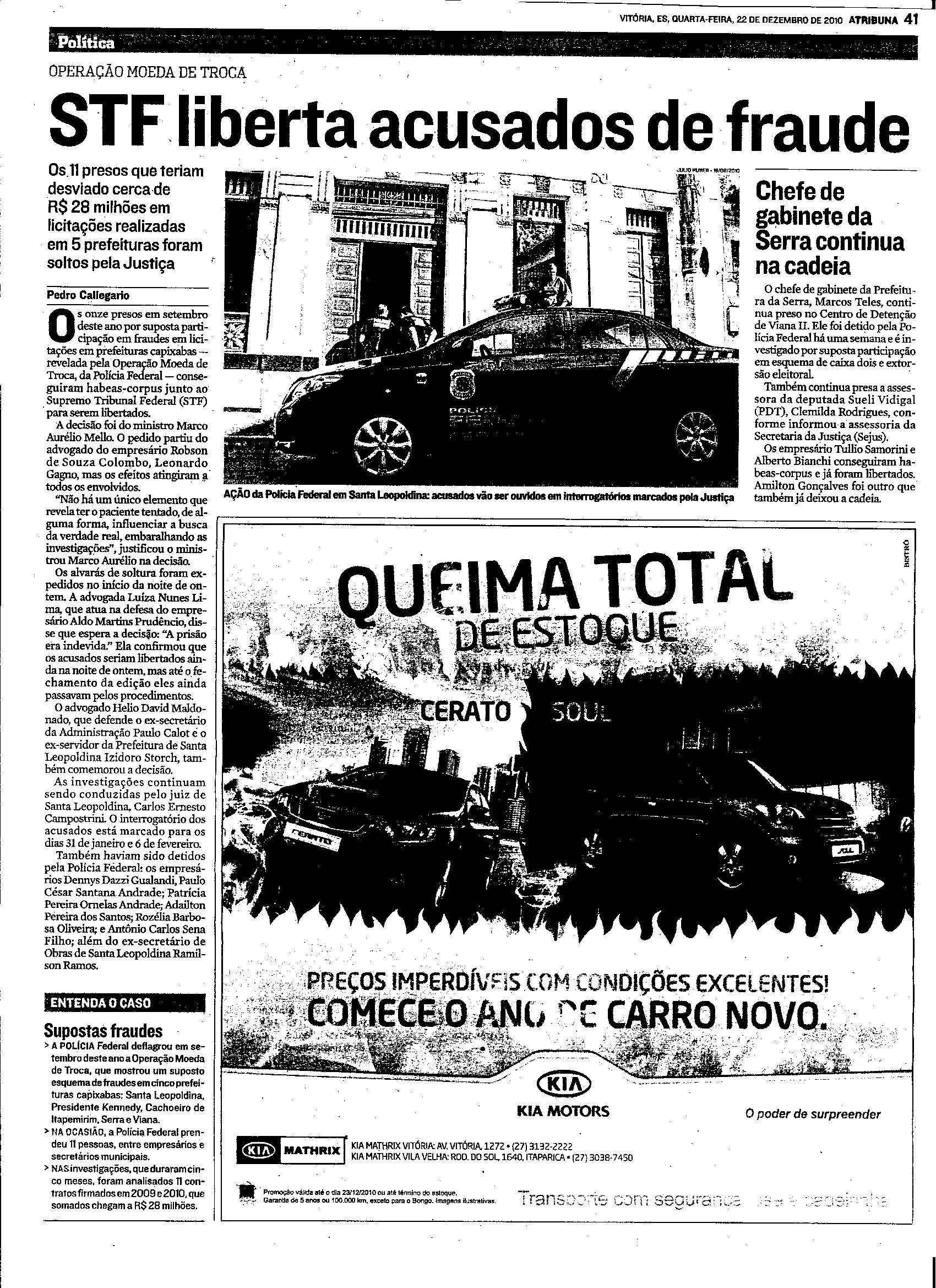 STF liberta acusados de fraude