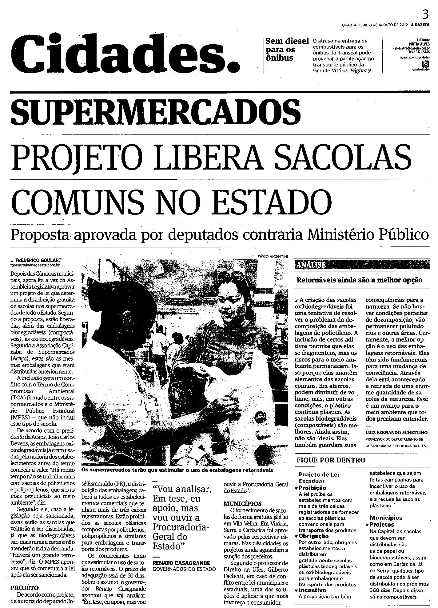 Supermercado - Projeto libera sacolas