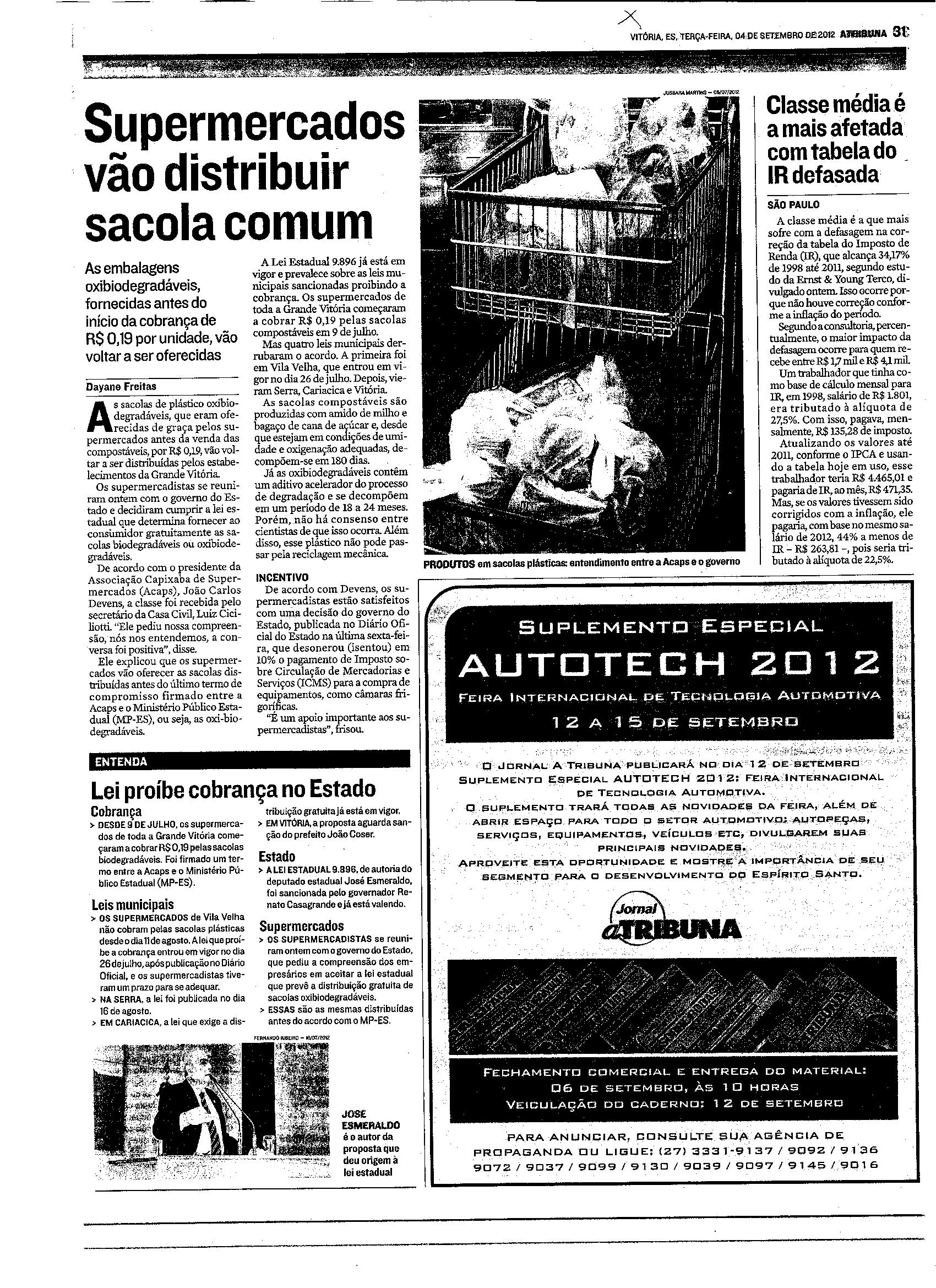 Supermercados vão distribuir sacola comun