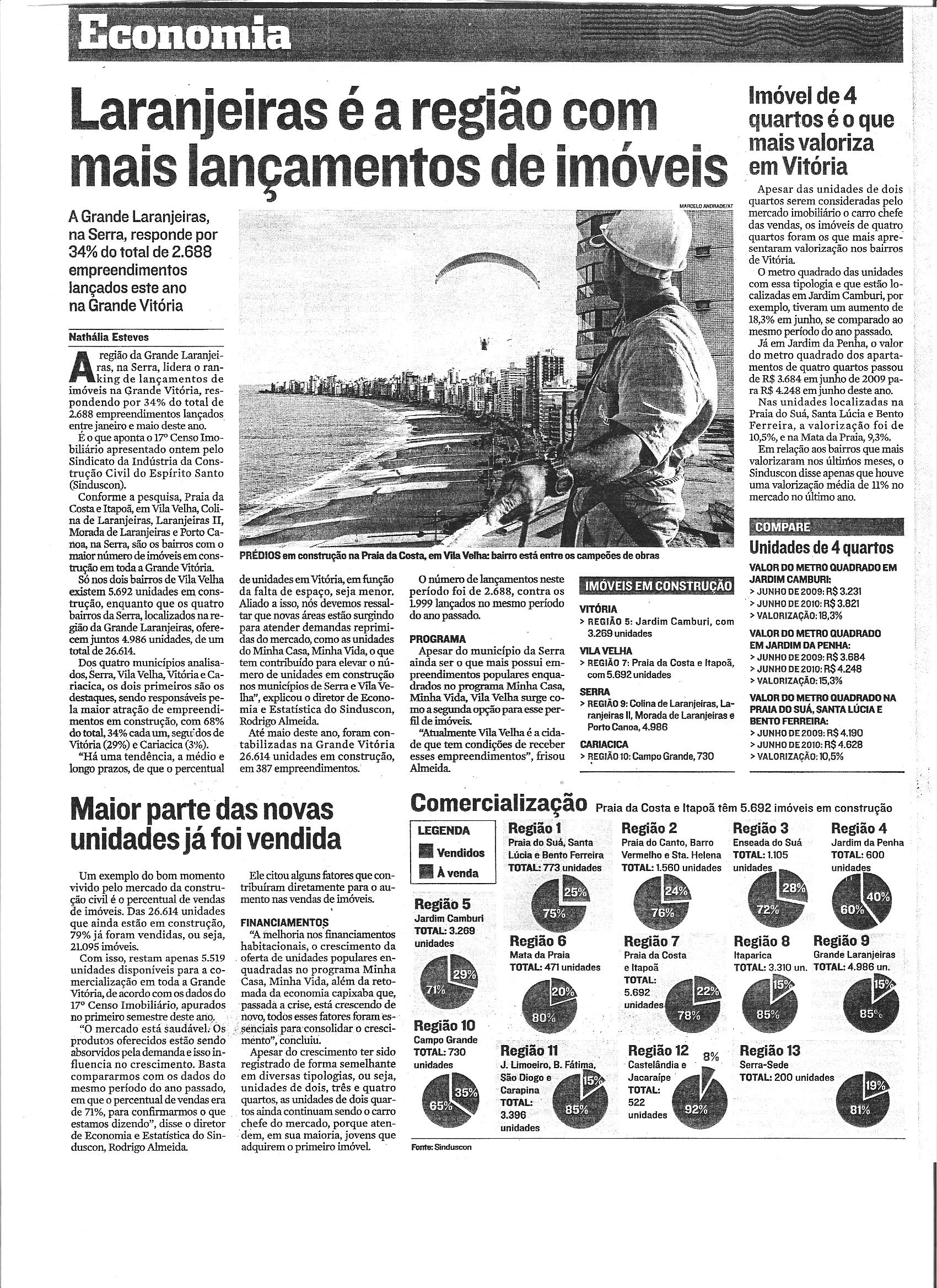 Economia - Laranjeiras é a região com mais lançamentos de imóveis