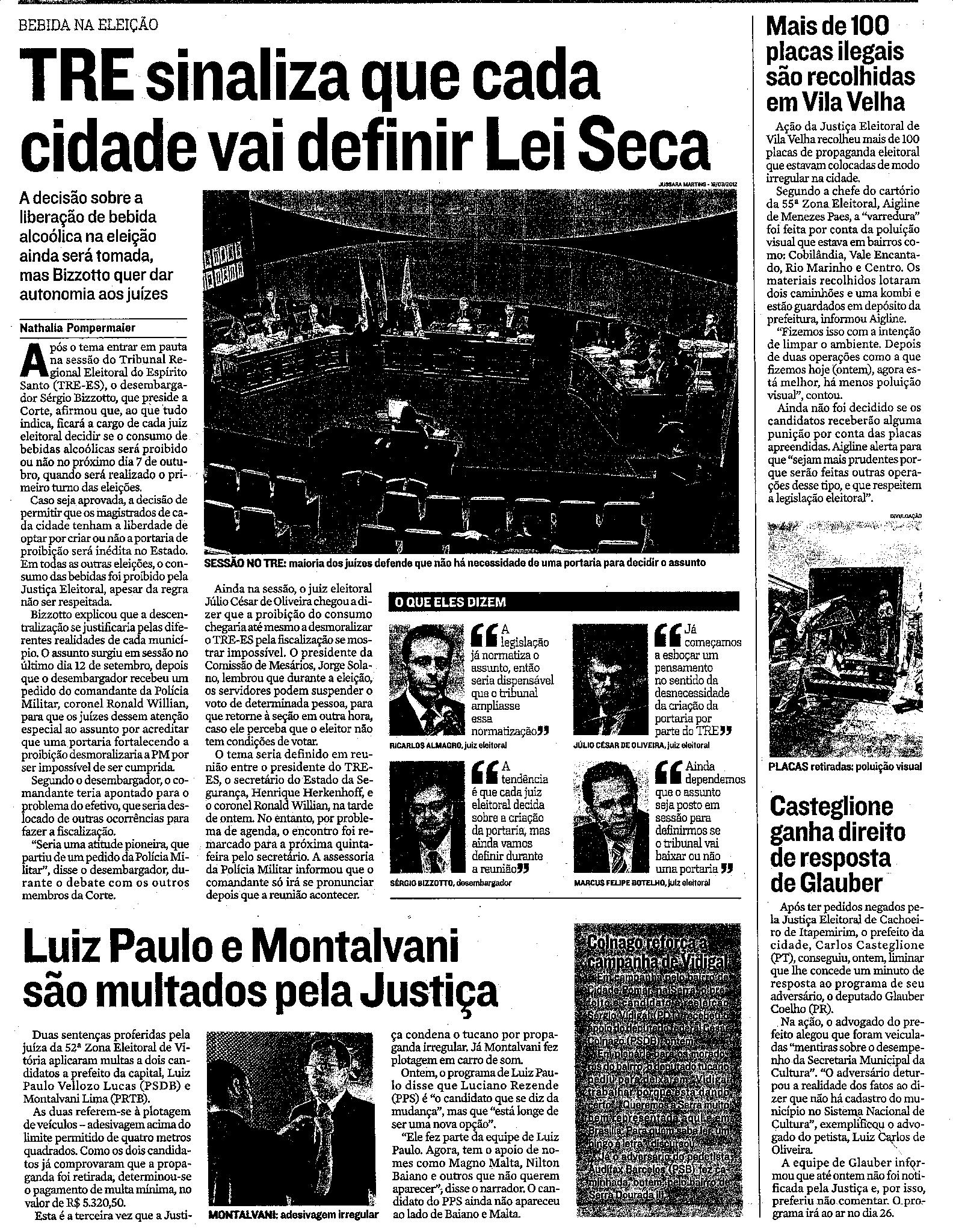 TRE sinaliza que cada cidade vai definir Lei Seca