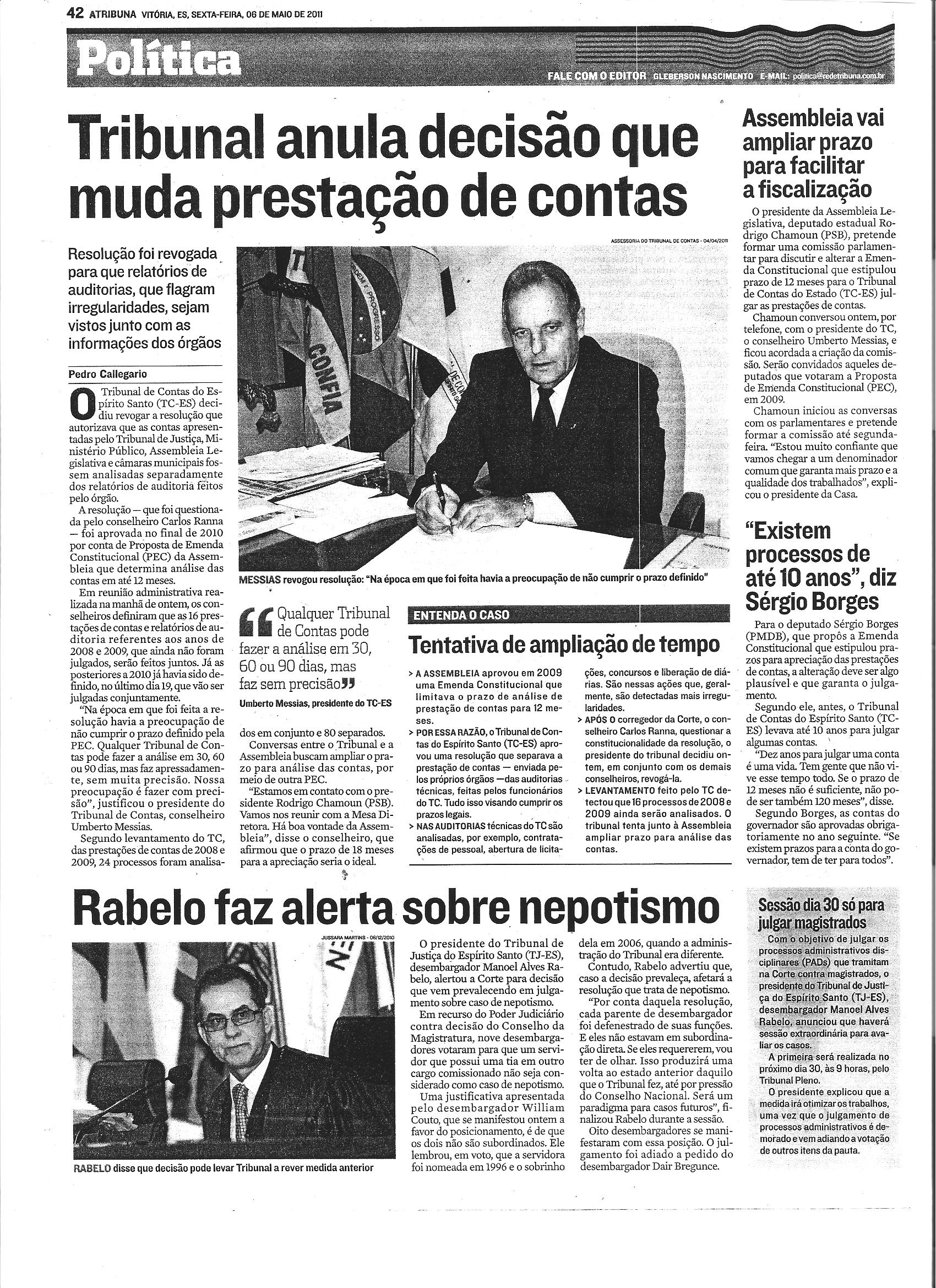 Tribunal anula decisão que muda prestação de contas