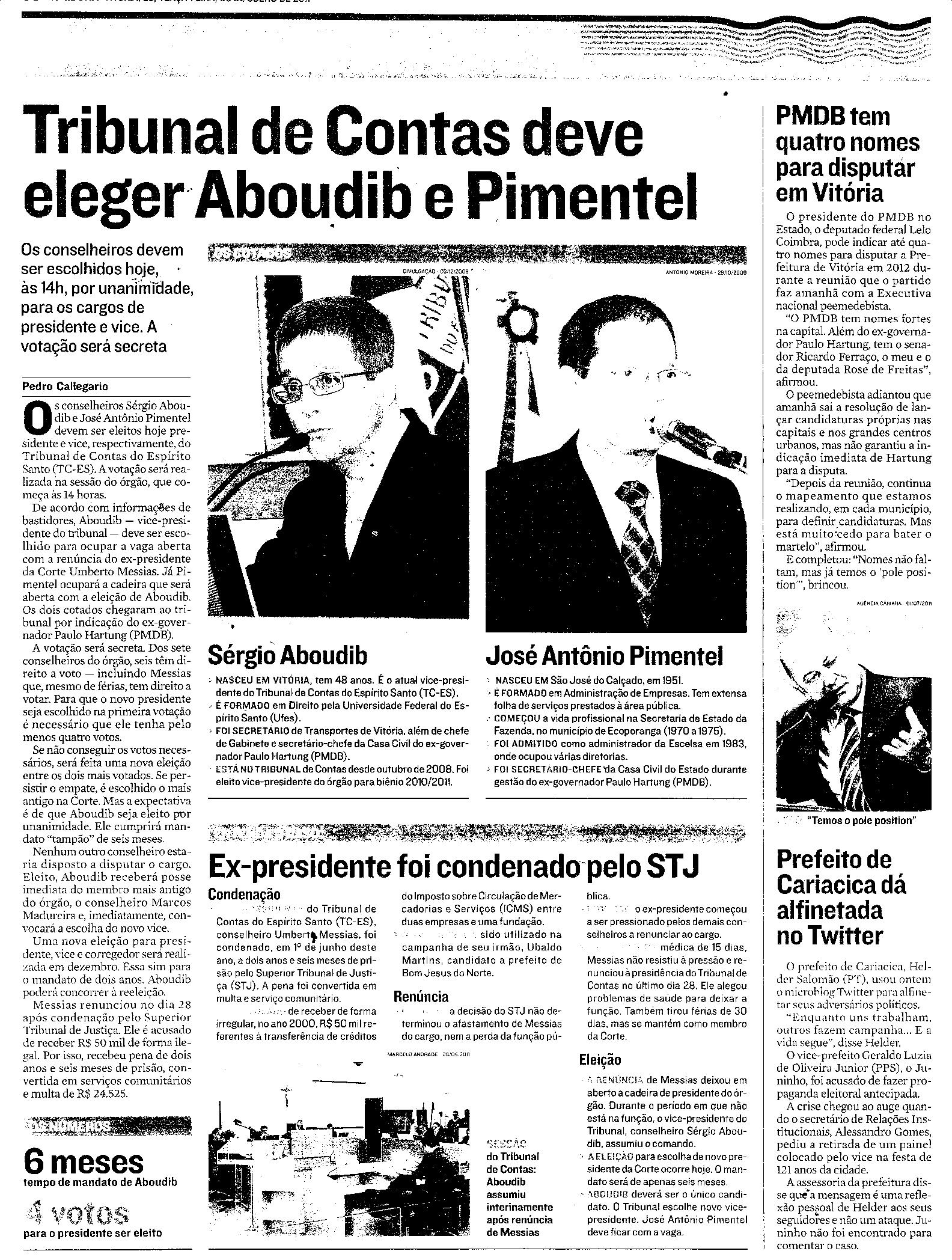 Tribunal de Contas deve eleger Aboudib e Pimentel