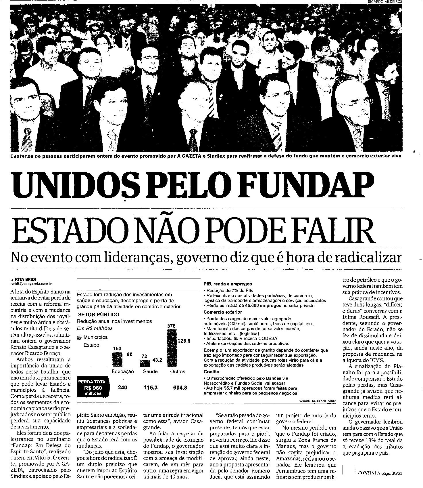 Unidos pelo FUNDAP - Estado não pode falir