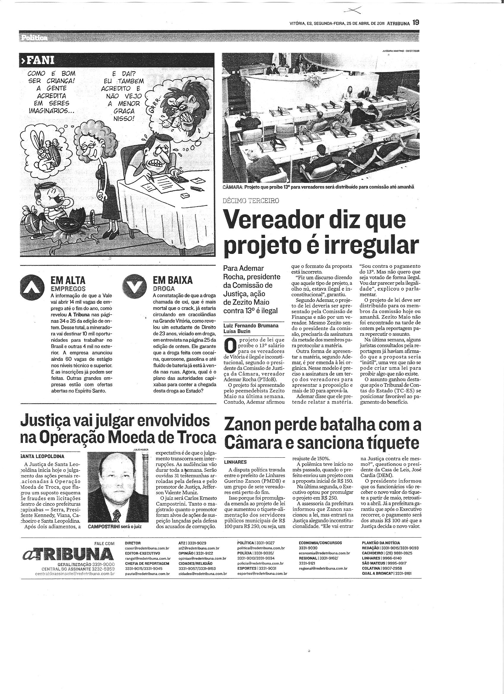 Vereador diz que projeto é irregular
