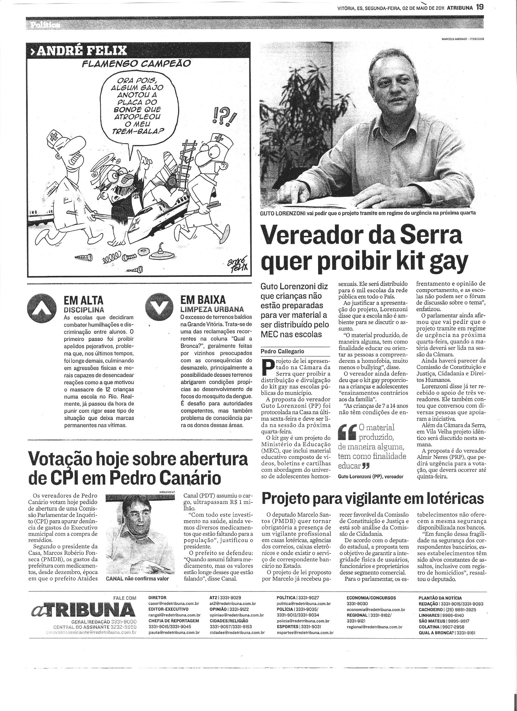 Vereador da Serra quer proibir KIt gay