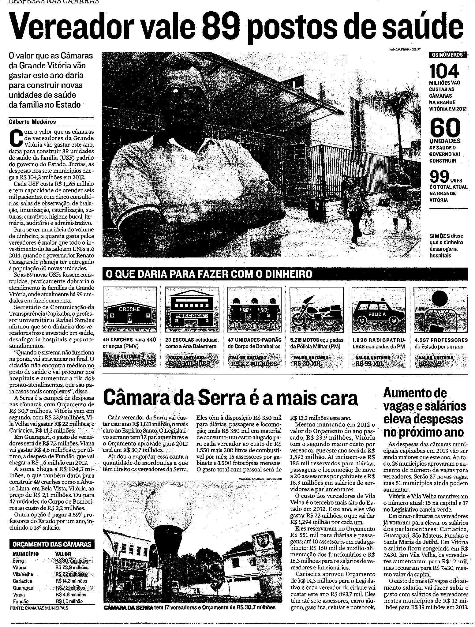 Vereador vale 89 postos de saúde