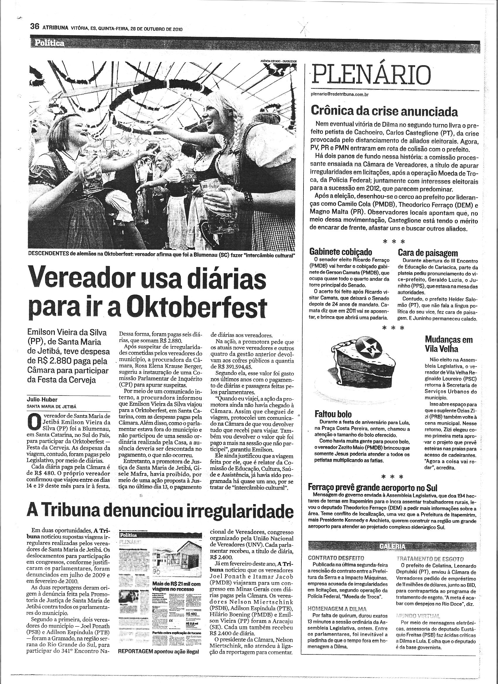 Vereador usa diárias para ir a Oktoberfest