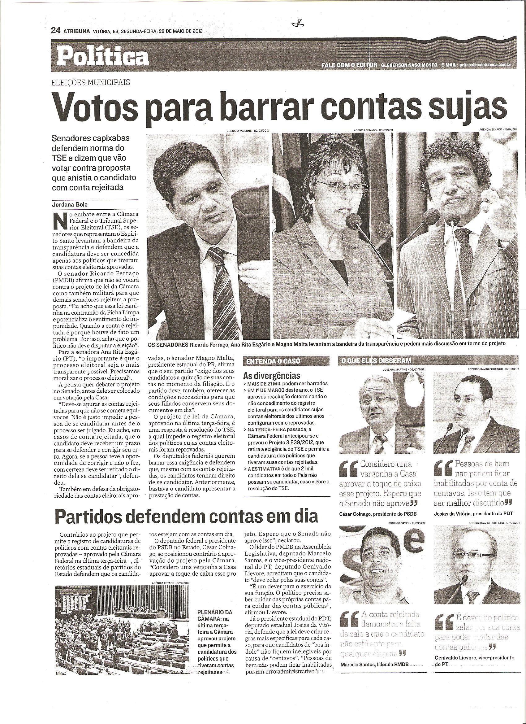 Votos para barrar contas sujas